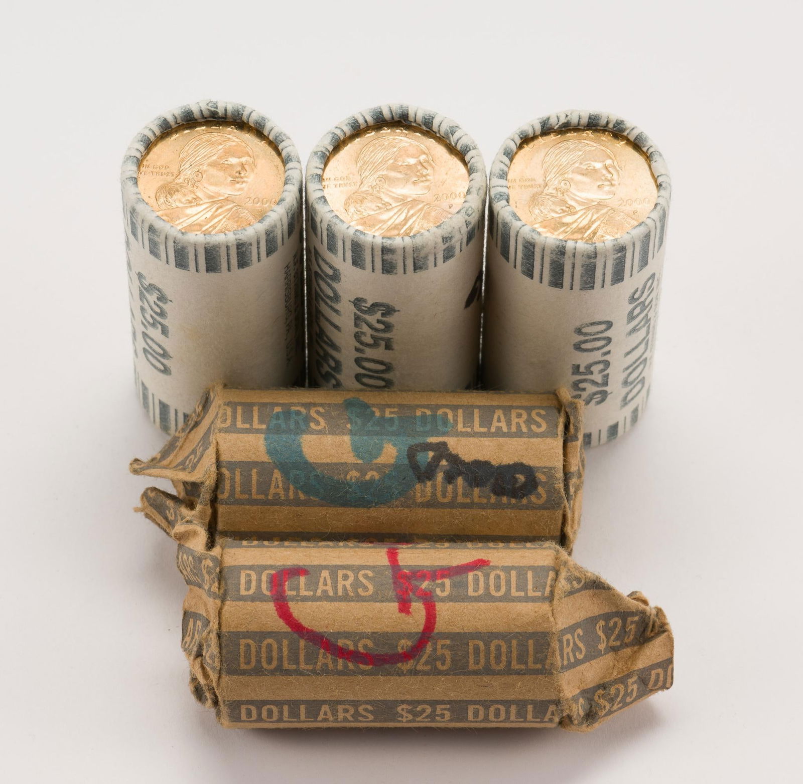 Five Rolls Uncirculated 2000-P Sacagawea Dollars (1 of 1)