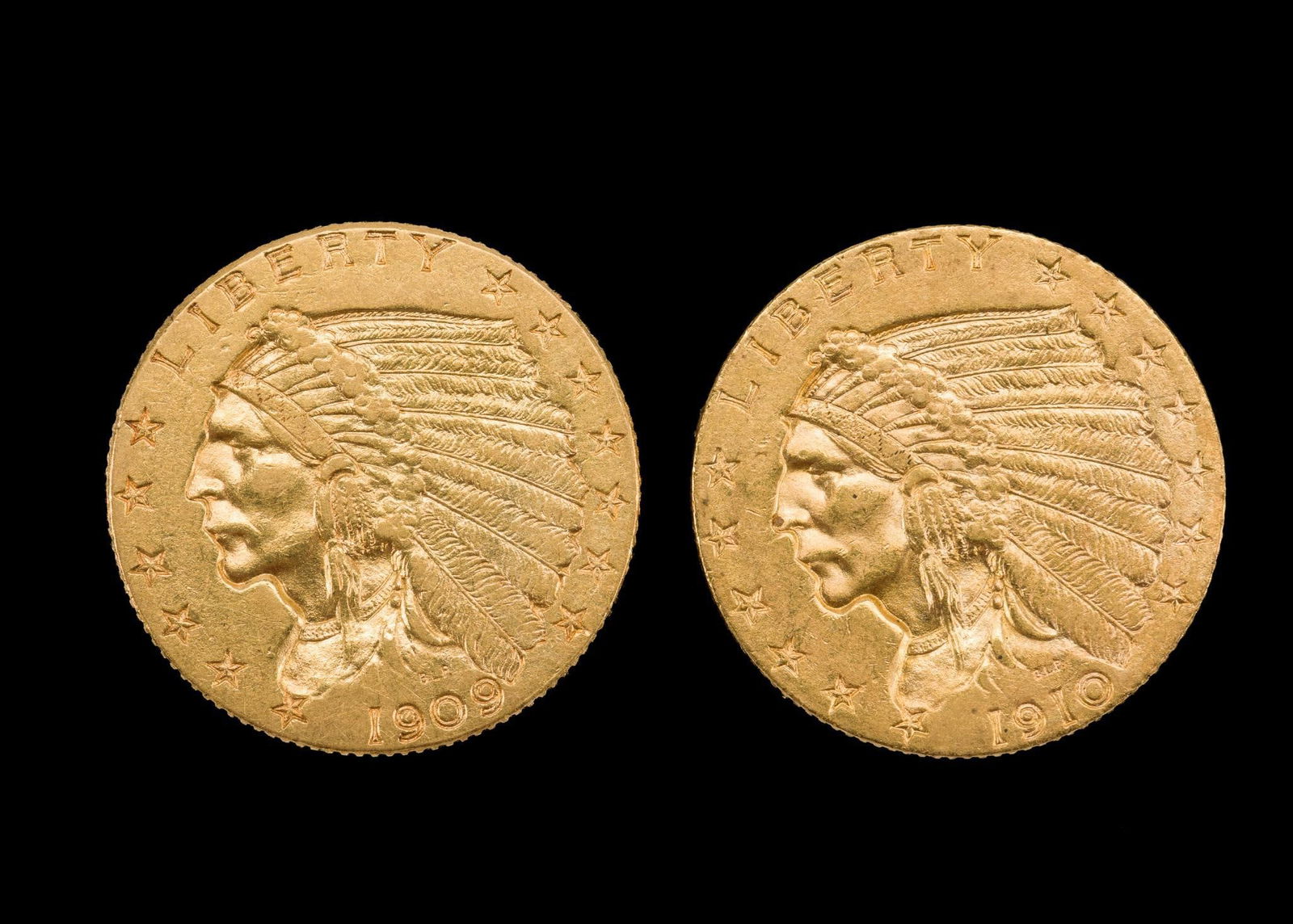 1909 And 1910 $2 1/2 Dollar Gold Indian (1 of 2)