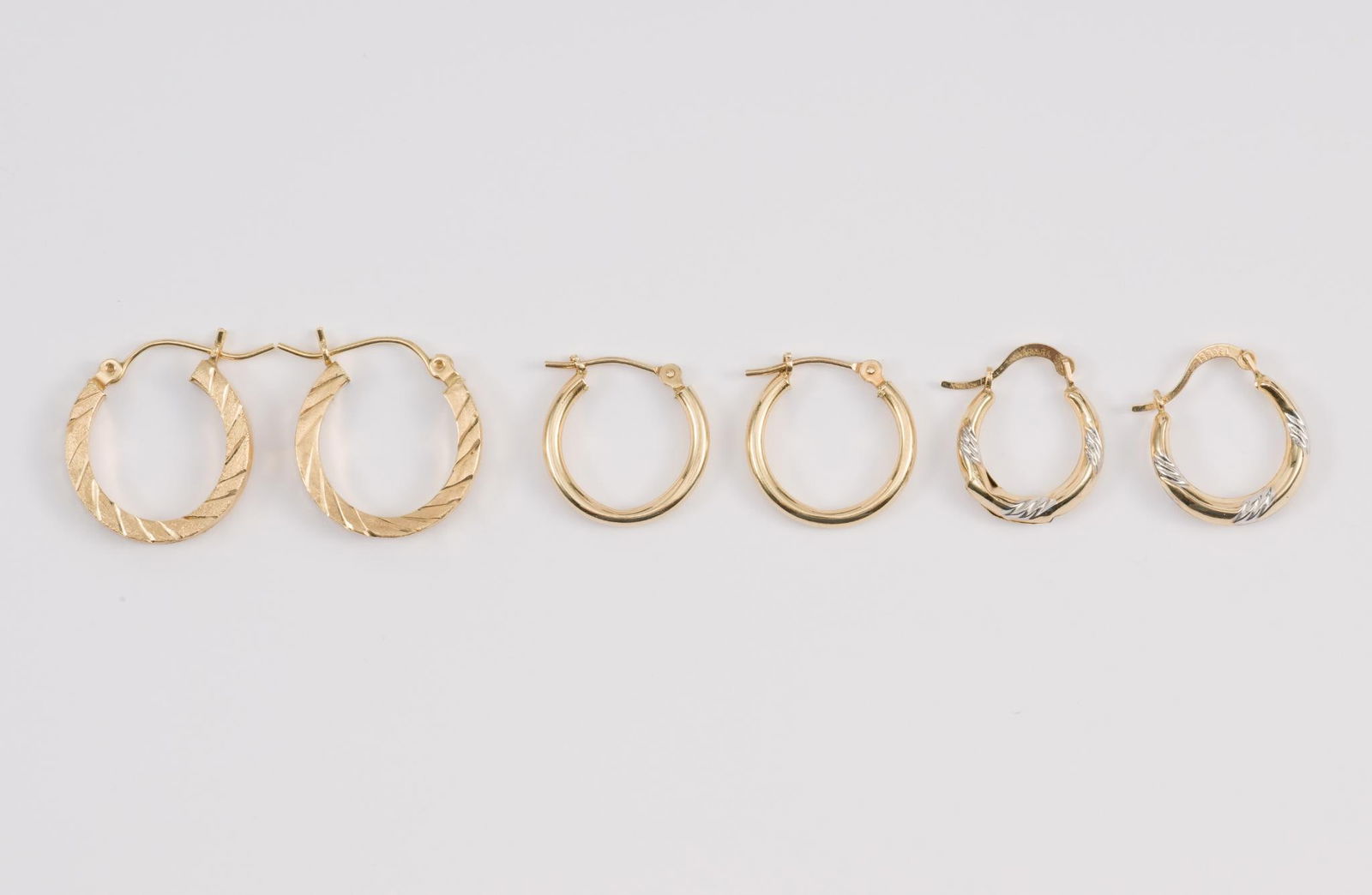 3 Pairs 14K Gold Hoop Earrings (1 of 8)