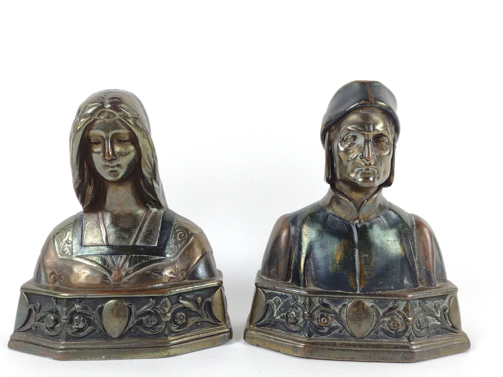 Pompeian Bronze Dante Beatrice Bookends (1 of 8)