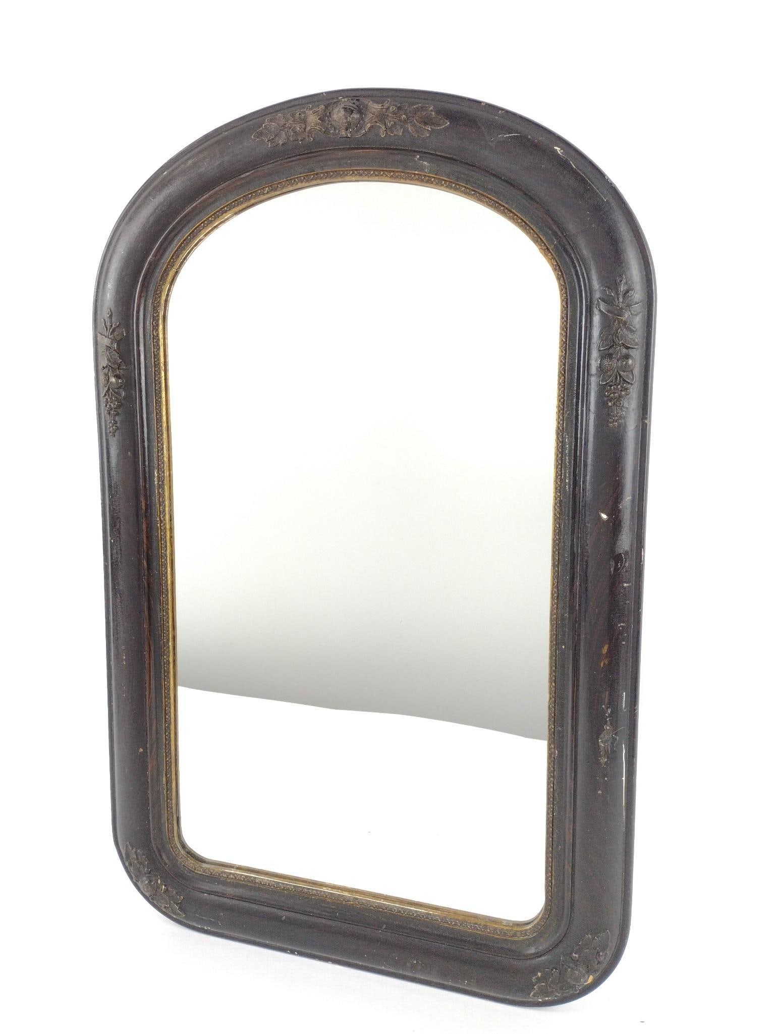 Painted Wall Mirror: NOT ELIGIBLE FOR IN-HOUSE SHIPPING. 33-3/4" high X 21-1/2" wide. Frame has some scratches.