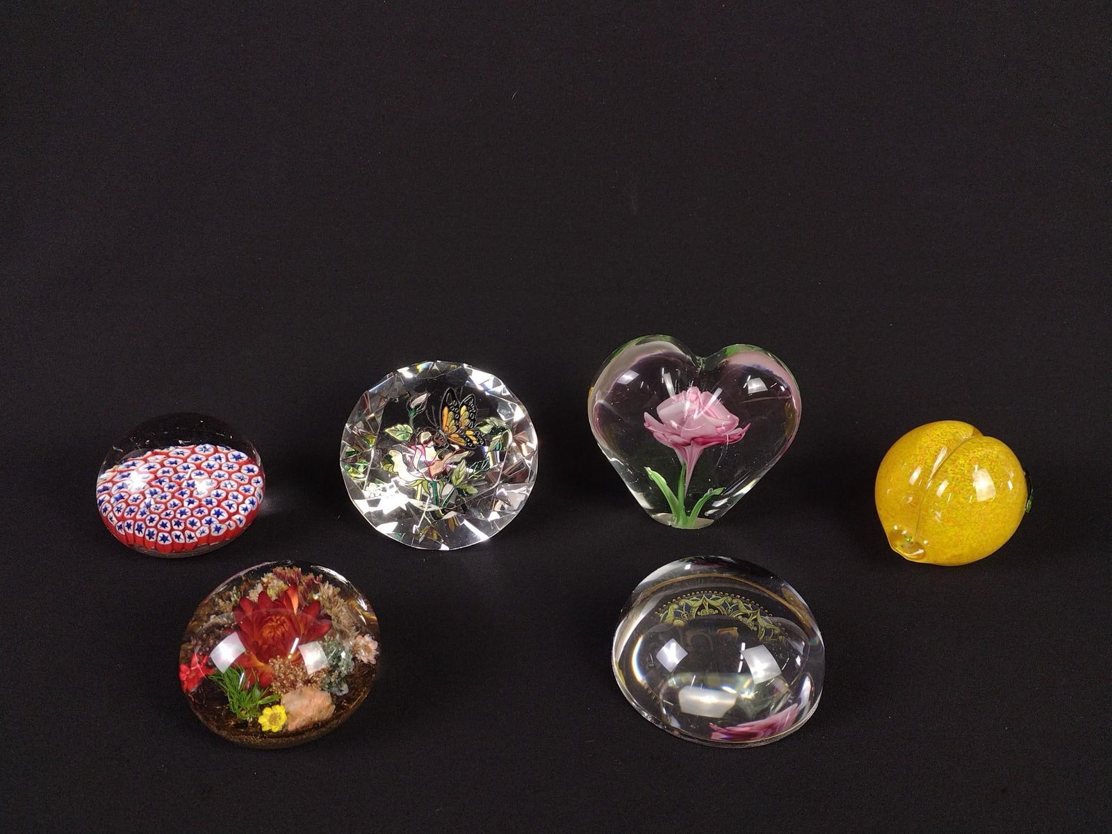 6 Glass Paper Weights Incl Art Glass Peach (1 of 5)