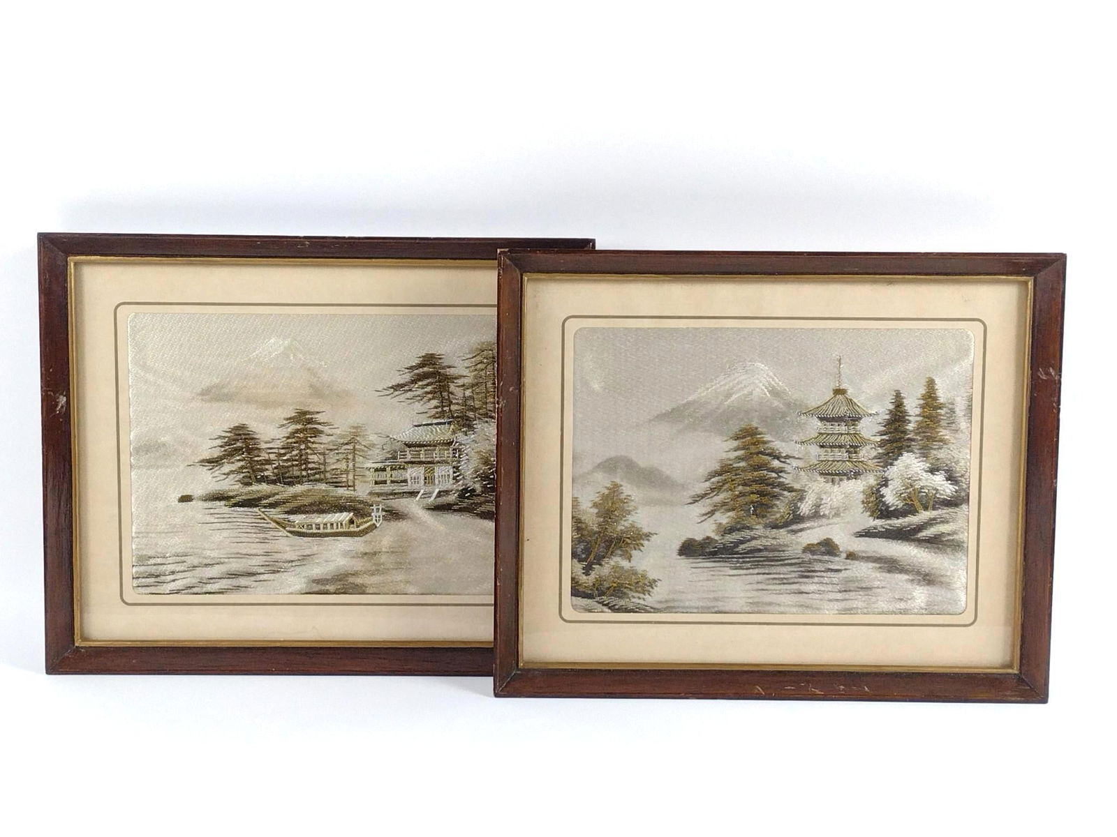 2 Silk Embroidered Asian Landscapes (1 of 6)