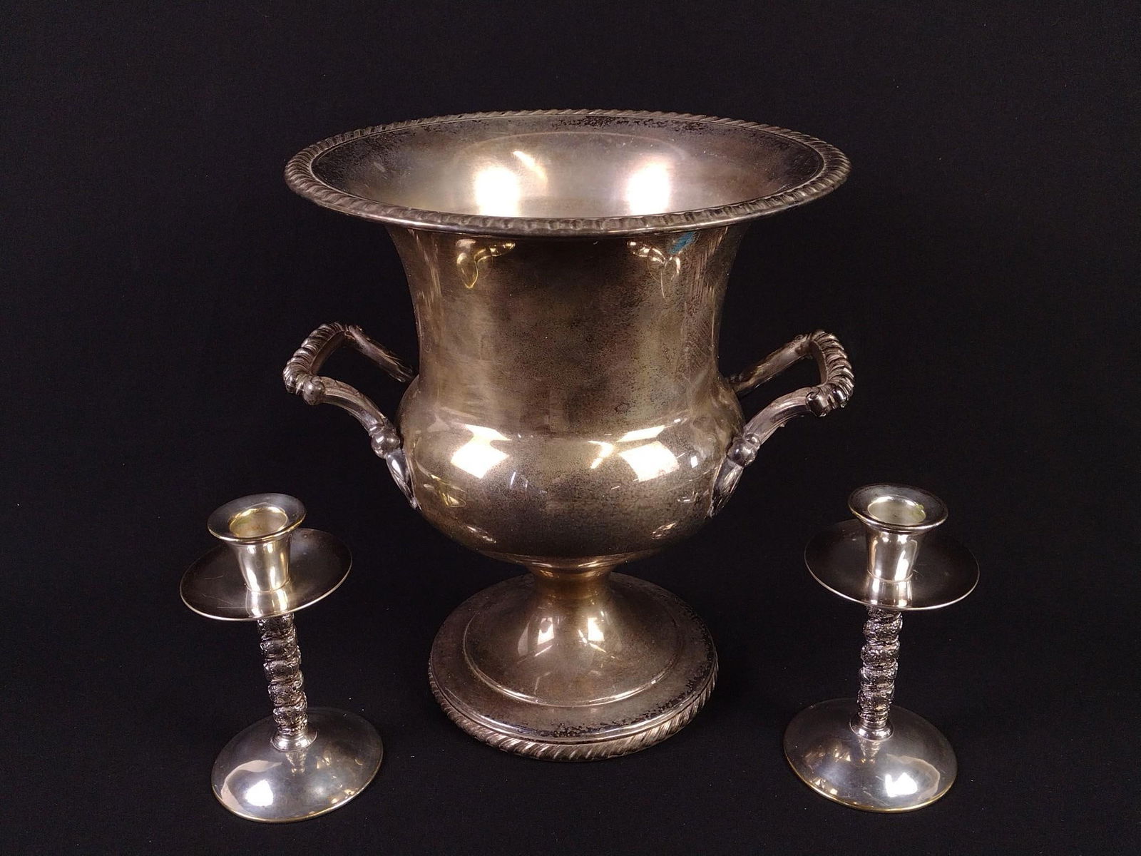 Silverplate Champagne Bucket & Candle Sticks (1 of 5)
