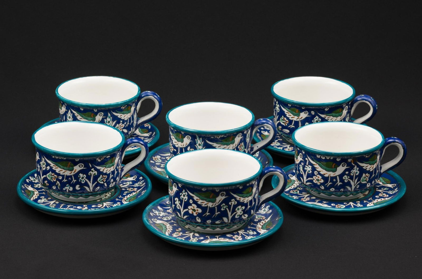 12 Pc Sandrouni Armenian Ceramic Cups and Saucers (1 of 6)