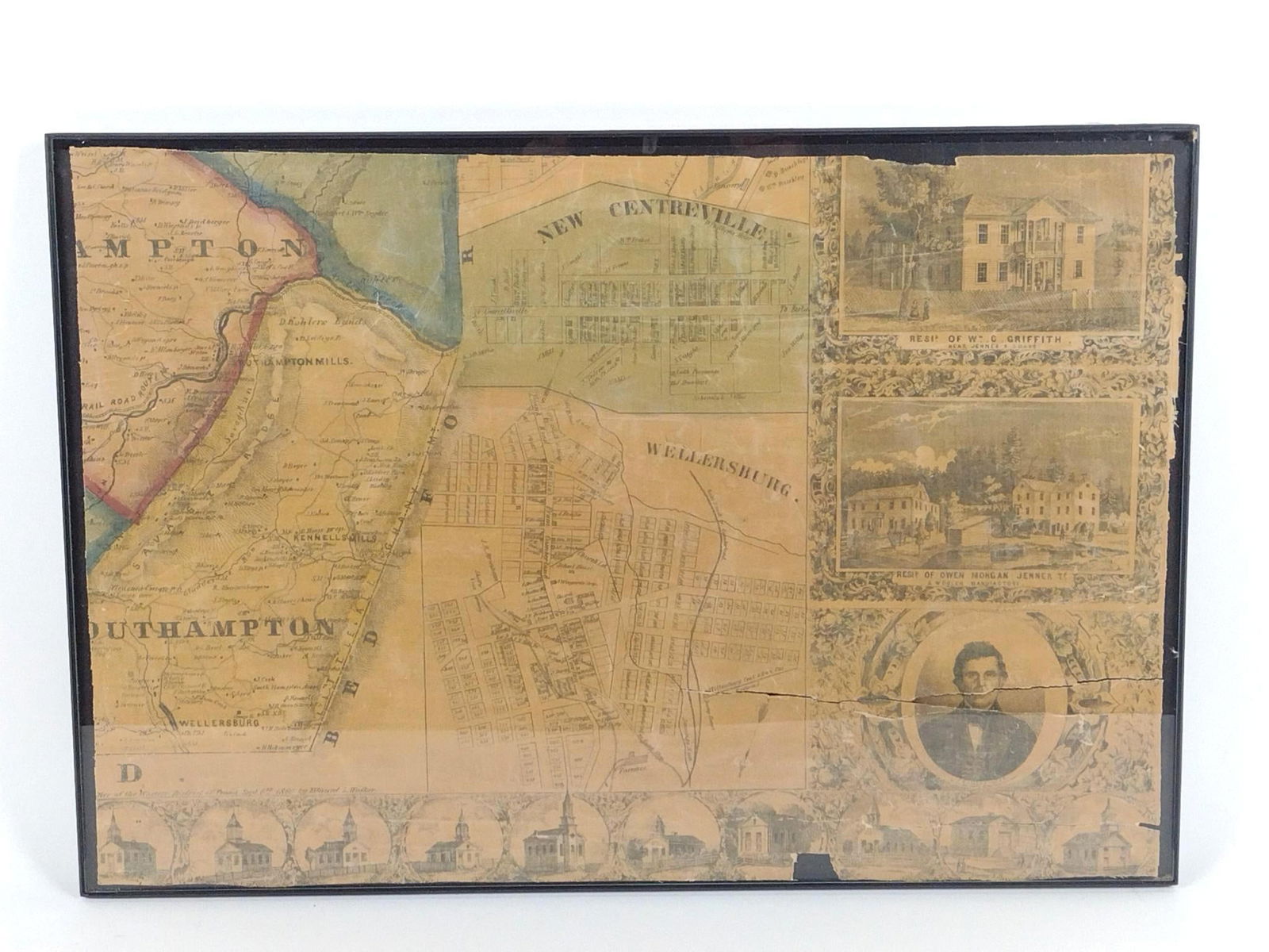 Antique Pennsylvania Map Fragment incl Wellersburg and New Centerville (1 of 5)