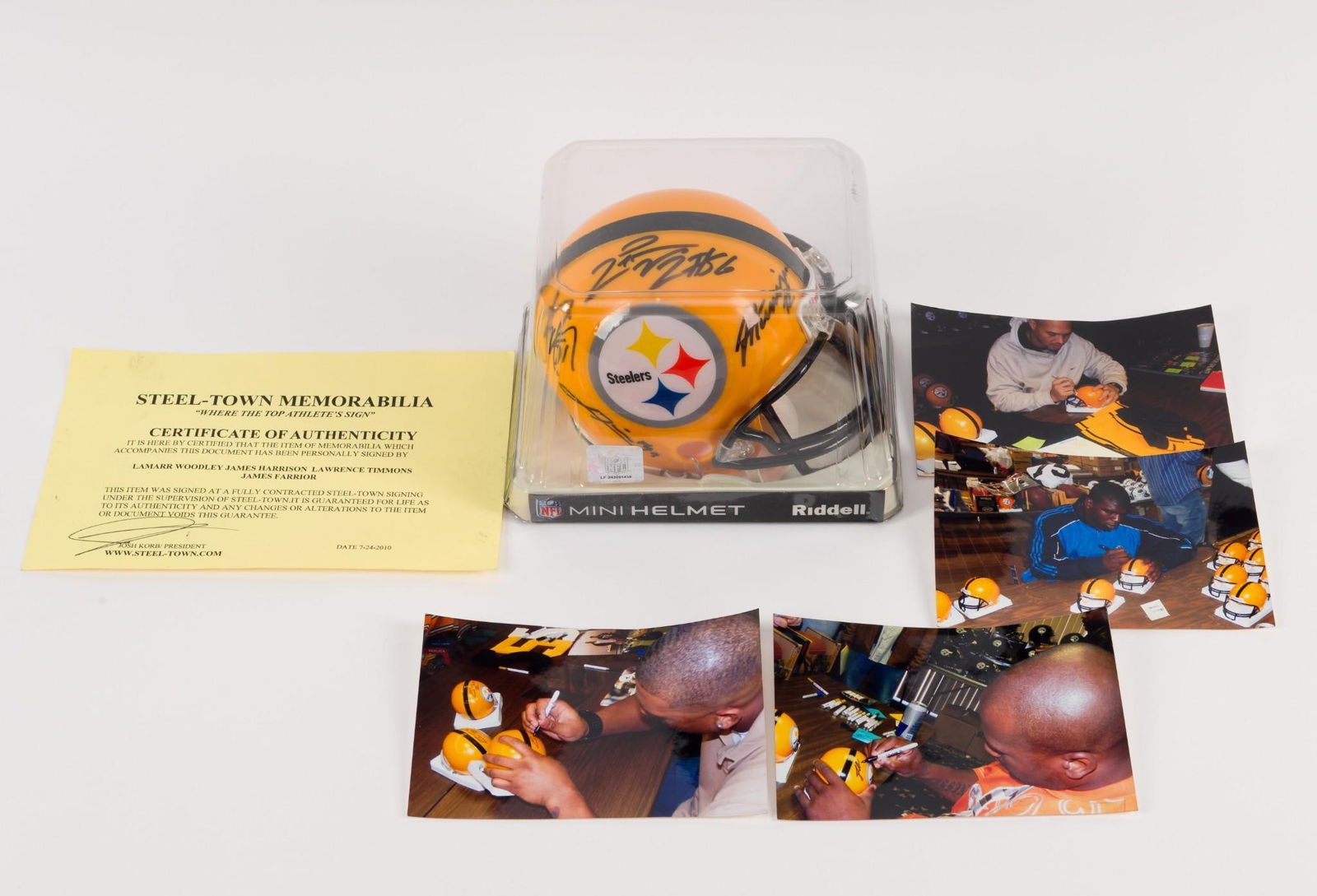 Autographed Steelers Mini Helmet incl Woodley and Harrison (1 of 5)