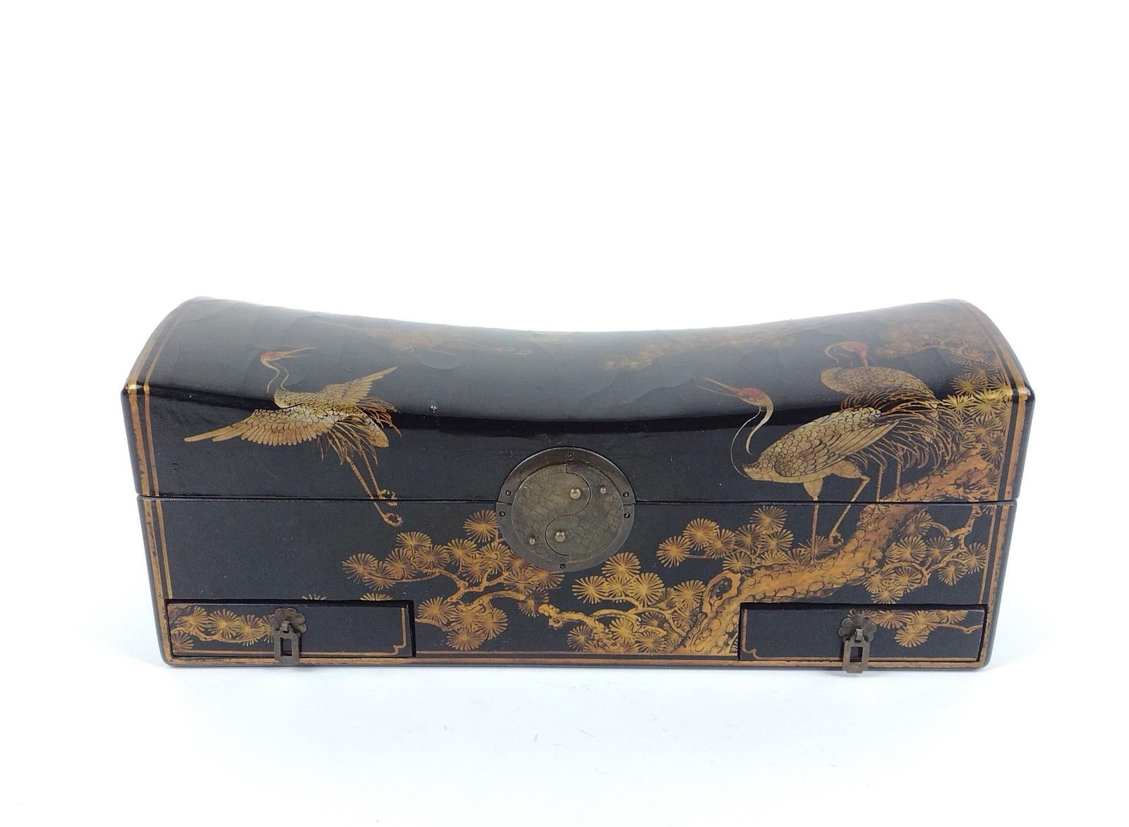 Black Antique Chinese Lacquered Pillow Box (1 of 7)