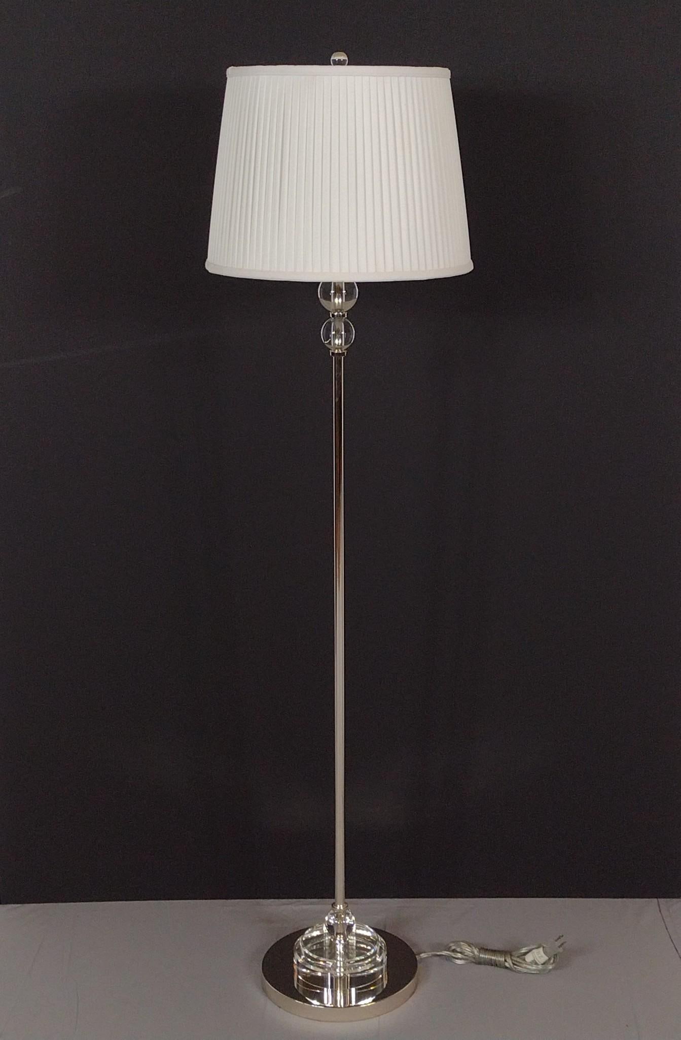 Chrome & Glass Floor Lamp: NOT ELIGIBLE FOR IN-HOUSE SHIPPING. 15-1/2" diameter X 57" high. Working.