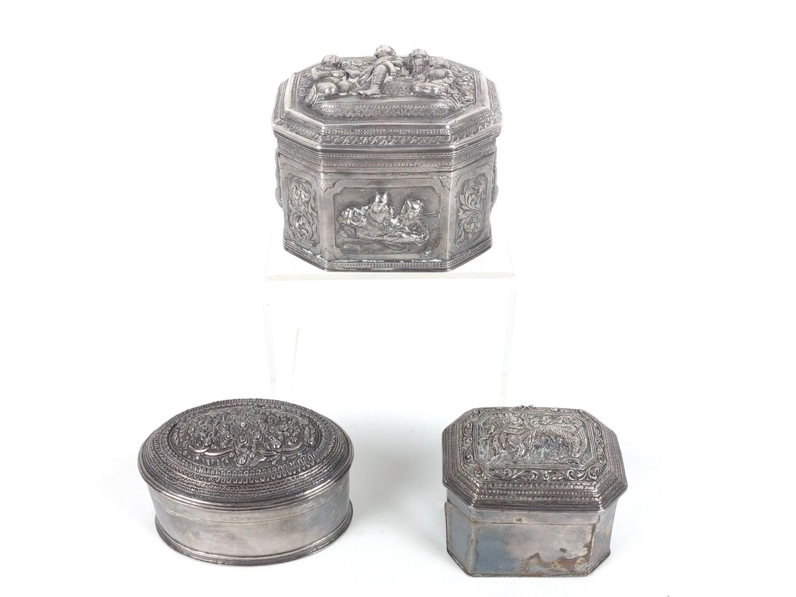 3 Asian Silverplate Boxes (1 of 9)