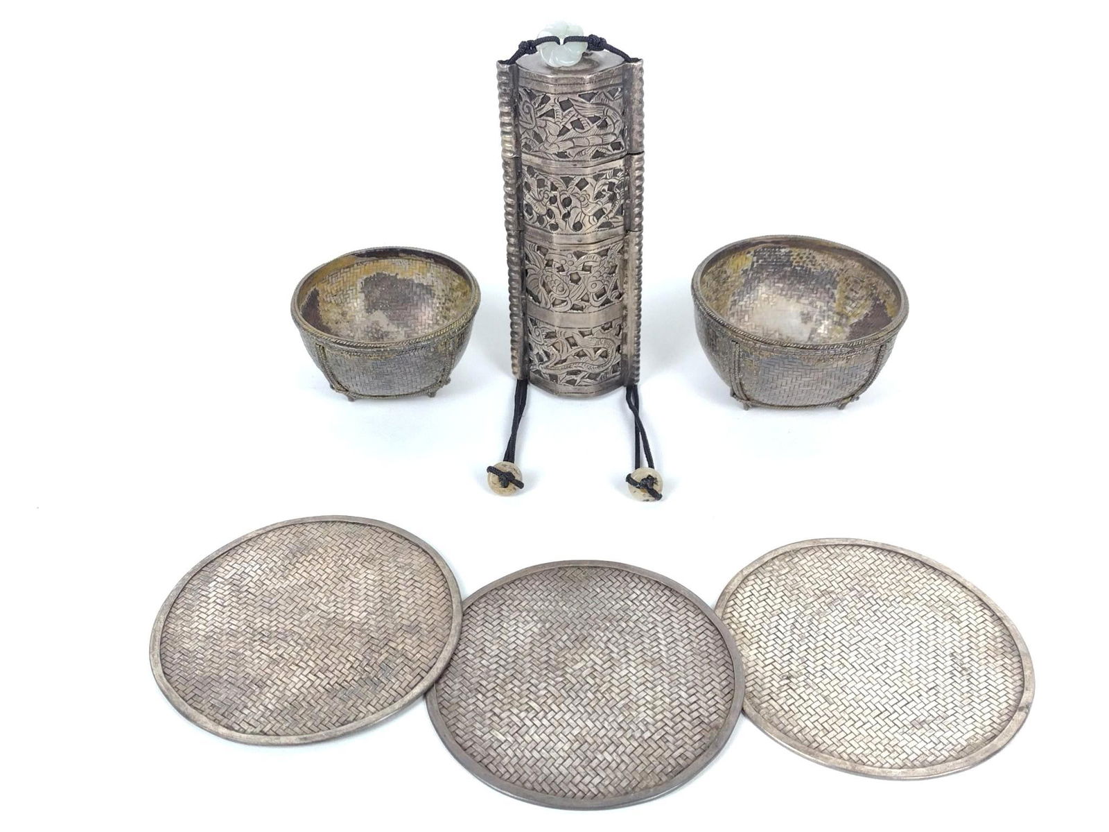 6 Pcs incl 4 Section Chinese Snuff Box (1 of 9)