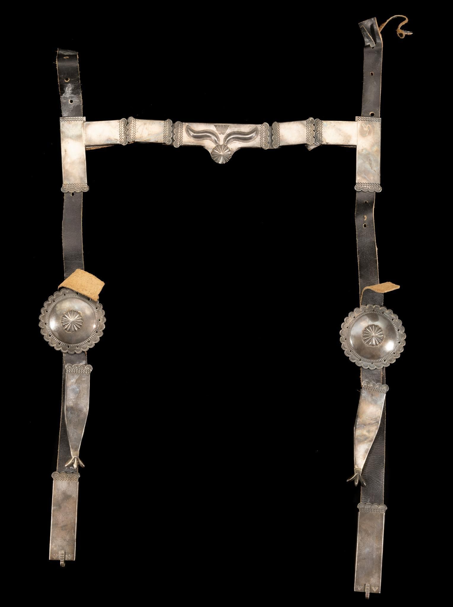 19th C Navajo Sterling Silver Horse Headstall Bridle (1 of 5)