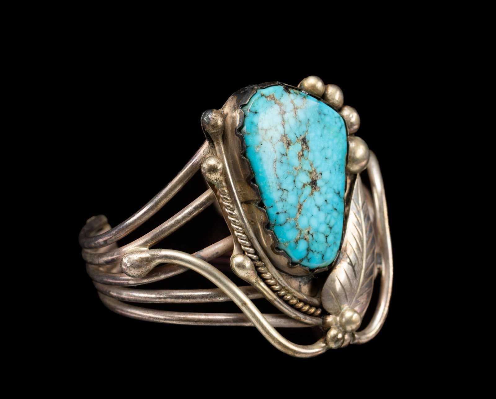 Navajo Sterling Silver & Turquoise Cuff Bracelet (1 of 4)