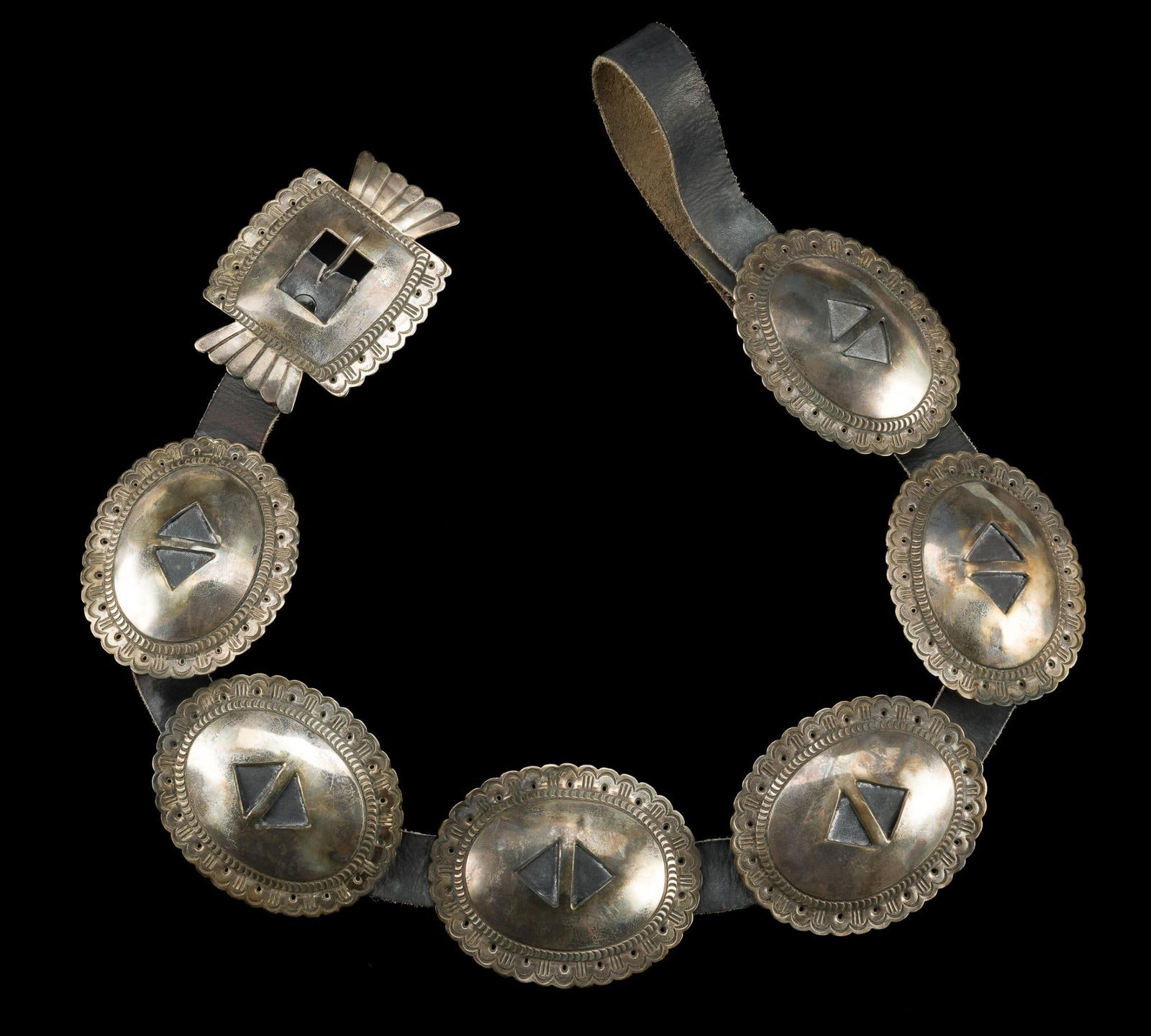 19th Or 20th Century Navajo Concha Belt Sterling Silver (1 of 3)