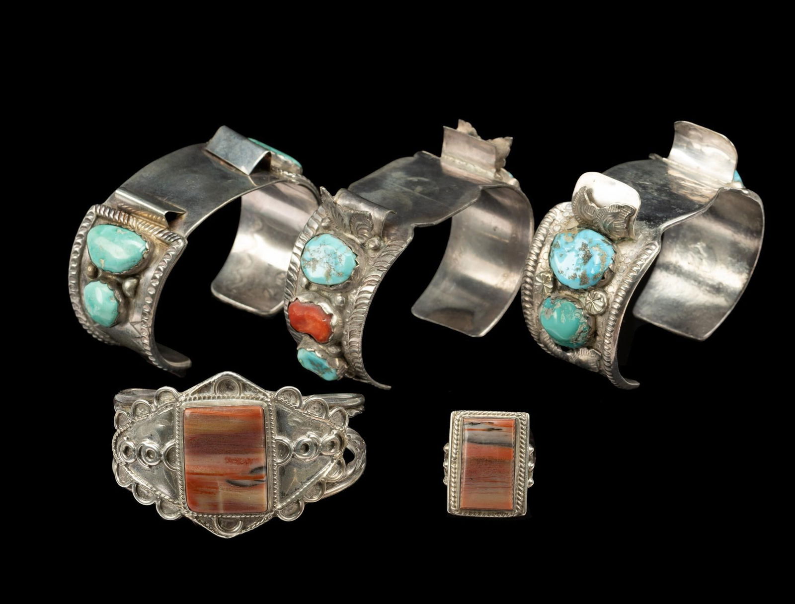 Native American Sterling Silver & Turquoise Watch Bracelets and Cuff (1 of 9)
