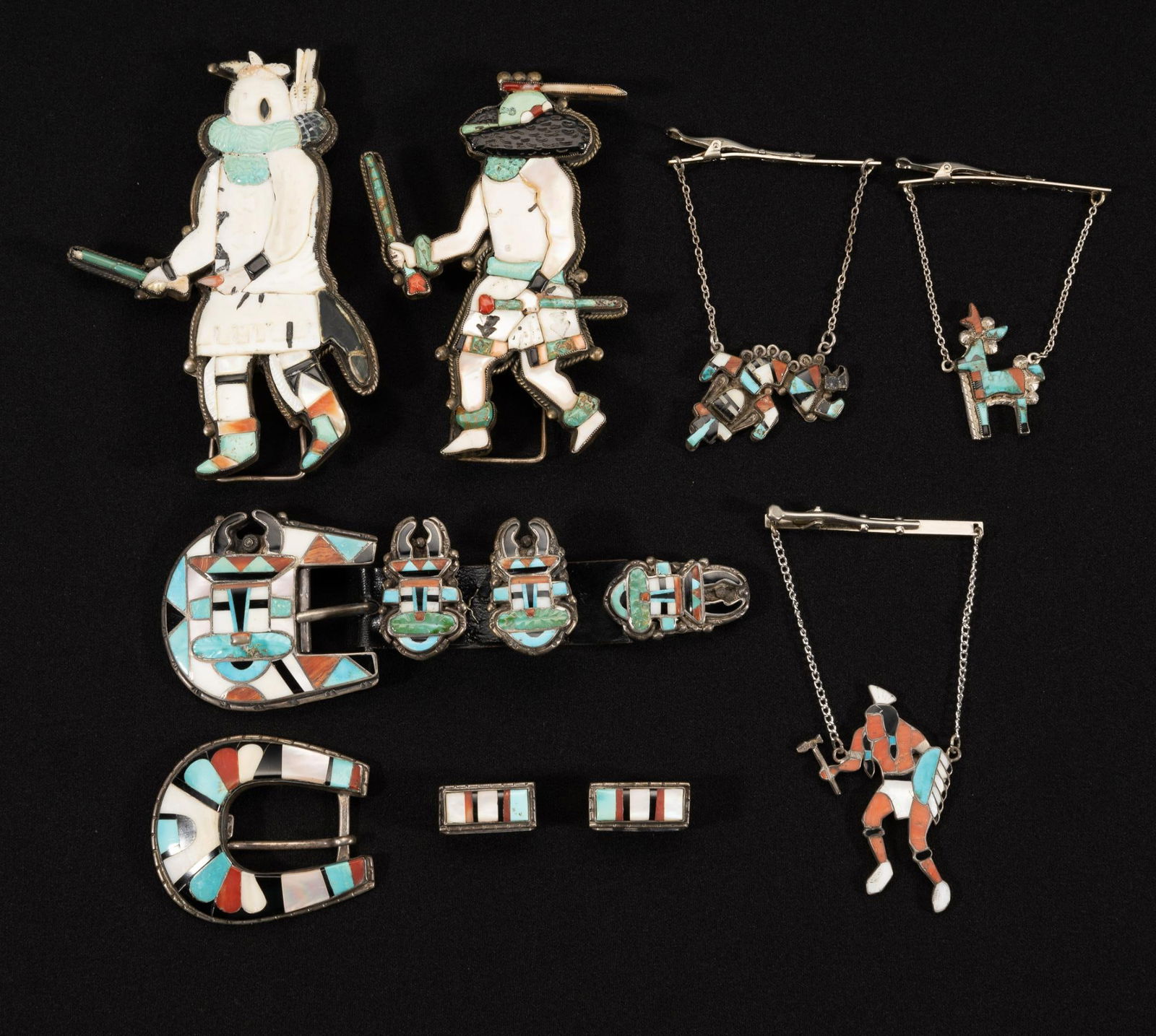 Grouping of Zuni Sterling Silver Inlaid Jewelry (1 of 12)