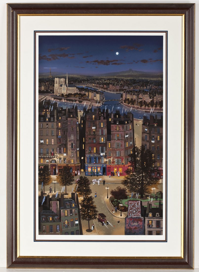 Michel Delacroix (French, B. 1933): Michel Delacroix (French, B. 1933). Paris à Nuit. Serigraph on white wove paper. Signed, lower right and numbered 178/200, lower left. Delacroix was born in Paris and devotes himself to painting a ci