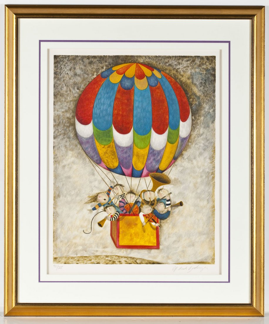 Graciela Rodo Boulanger (Bolivian, B. 1935): Graciela Rodo Boulanger (Bolivian, B. 1935). Concert dans une Montgoifere. Lithograph on white wove paper. Signed, lower right and numbered 52/225, lower left. Born in La Paz, Bolivia, Boulanger lived