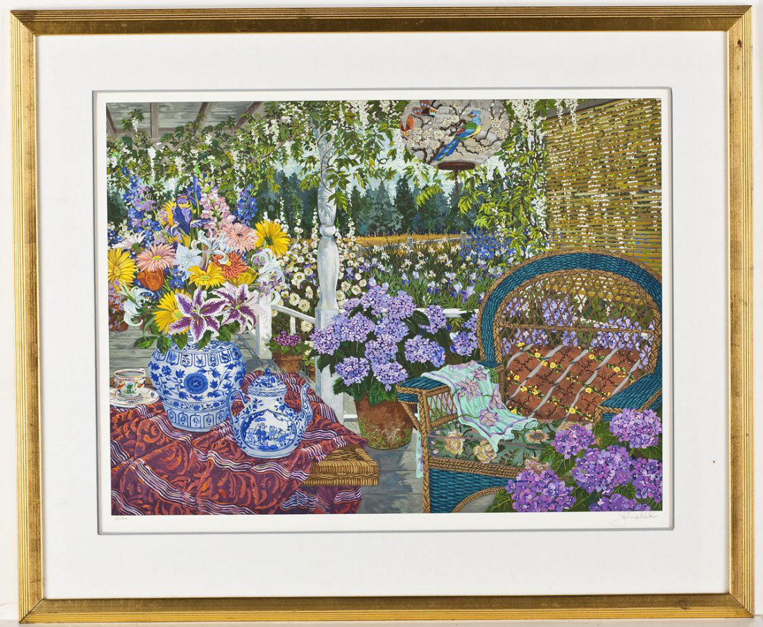 John Powell (American, 20th Century): John Powell (American, 20th Century). View to a Meadow. Serigraph on white wove paper. Signed, lower right and numbered 68/300, lower left. Powell has had several one man shows in the United States an