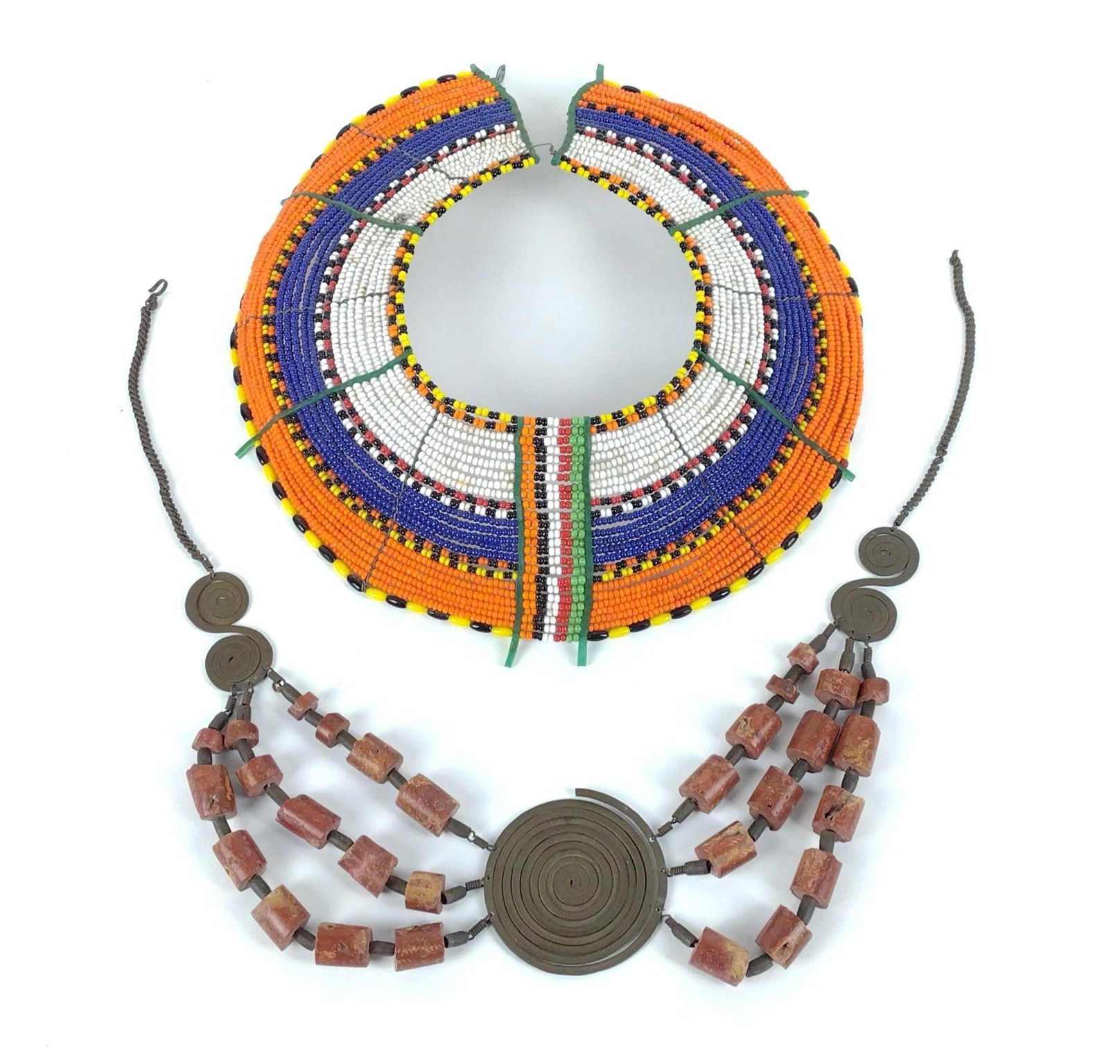 African Beaded Wedding Collar and Tribal Necklace with Stone Beads (1 of 8)