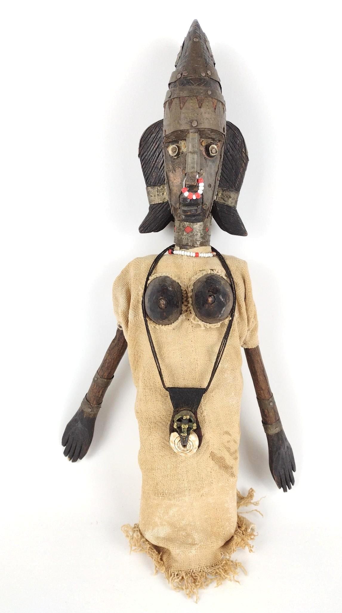 Mali Bambara Puppet: 8" wide x 4-1/4" deep x 18" high. Repair to right arm. PROVENANCE: From the Estate of James L. Stanfield, Veteran National Geographic photographer (1937-2023). Mr. Stanfield was one of the world's mos