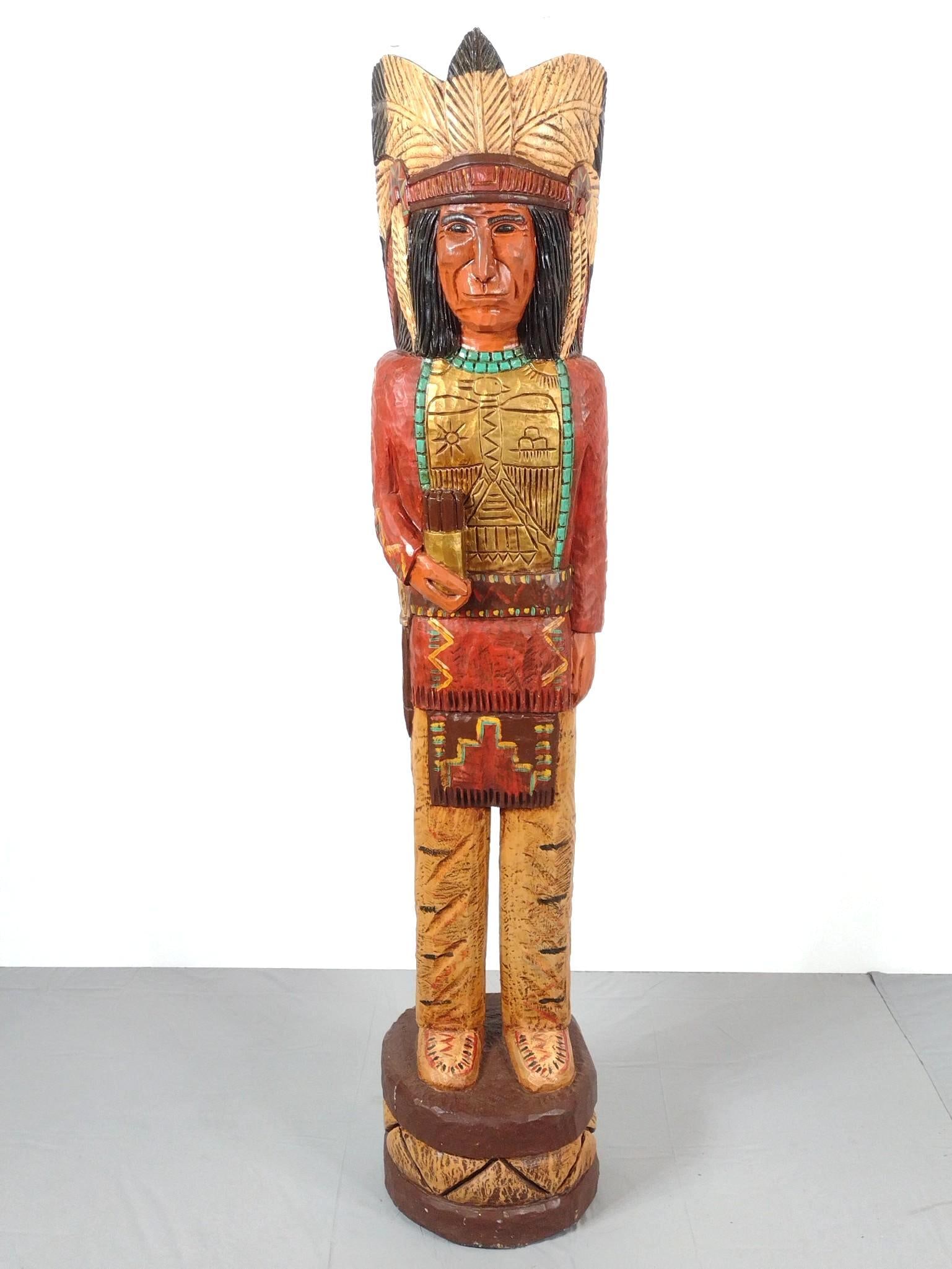 F. Gallagher Modern Carved Cigar Store Indian Statue (1 of 9)