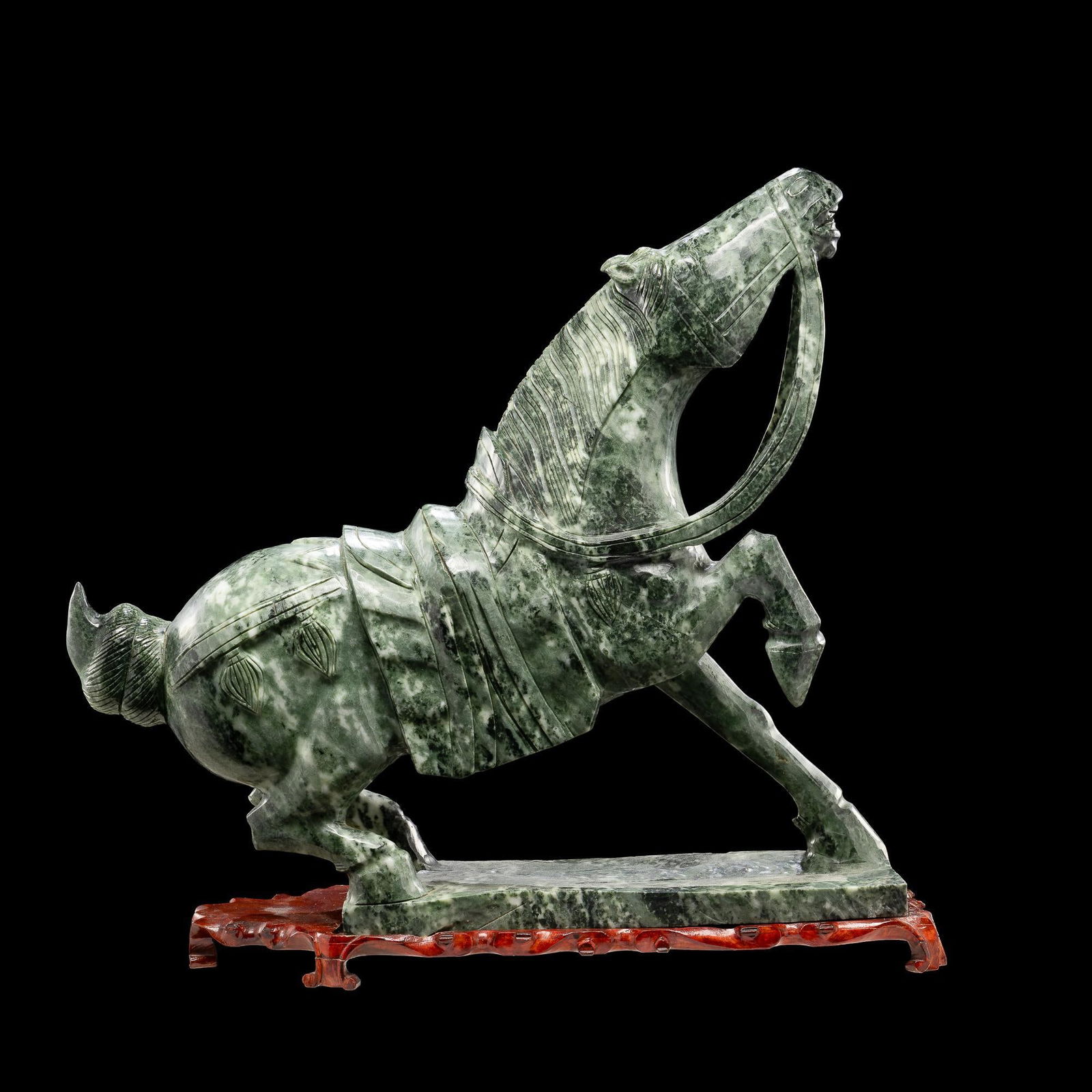 Large Chinese Spinach Jade Tang War Horse Sculpture (1 of 8)