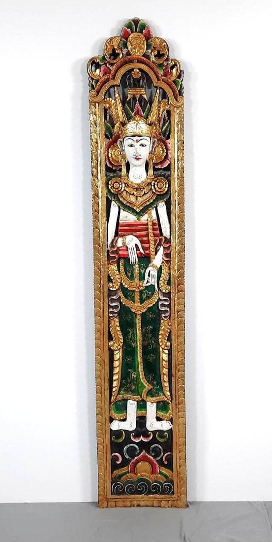 Southeast Asian Carved Polychrome Wall Panel (1 of 5)