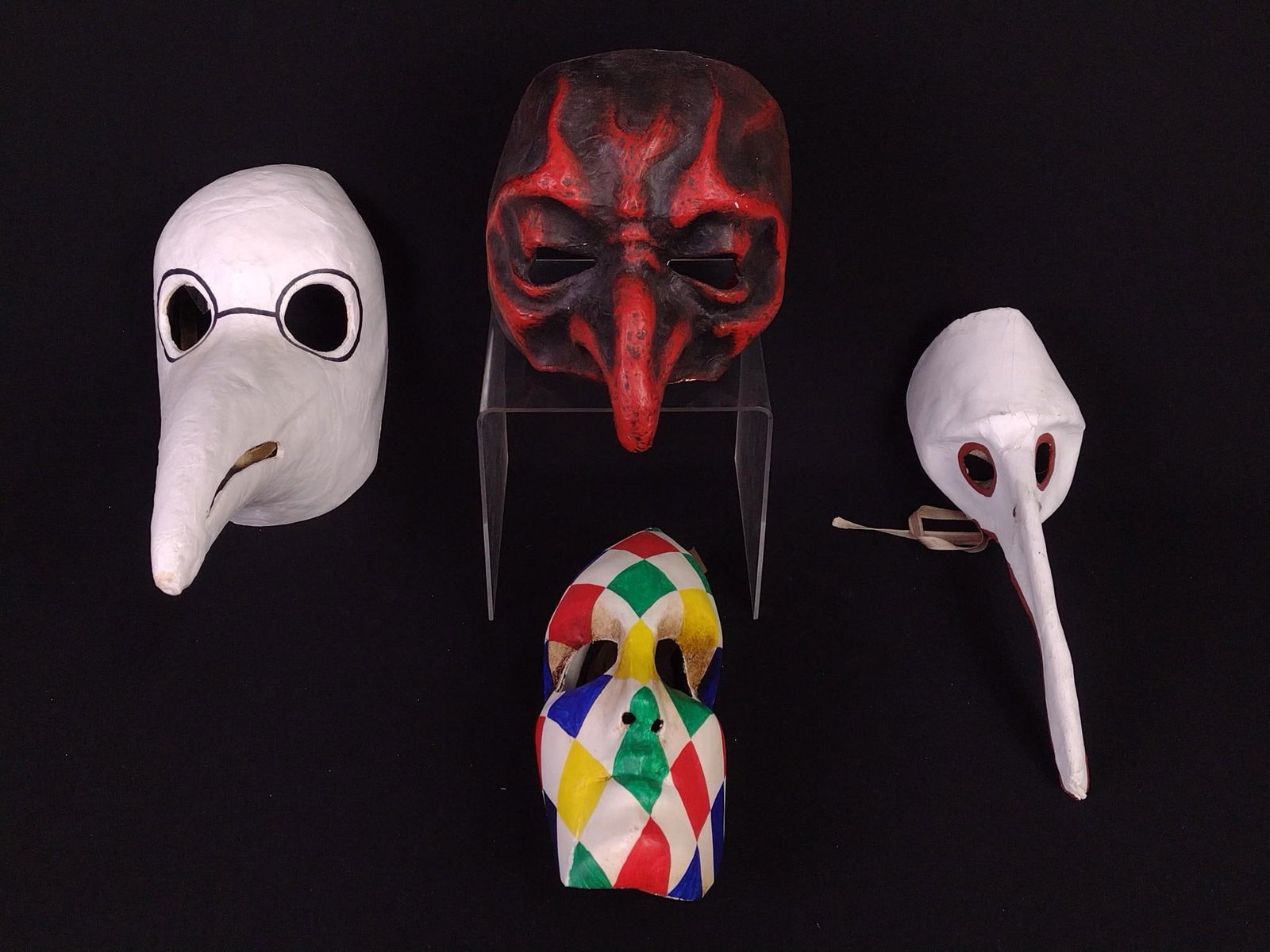 4 Paper Mache Carnival Masks incl Bird (1 of 12)