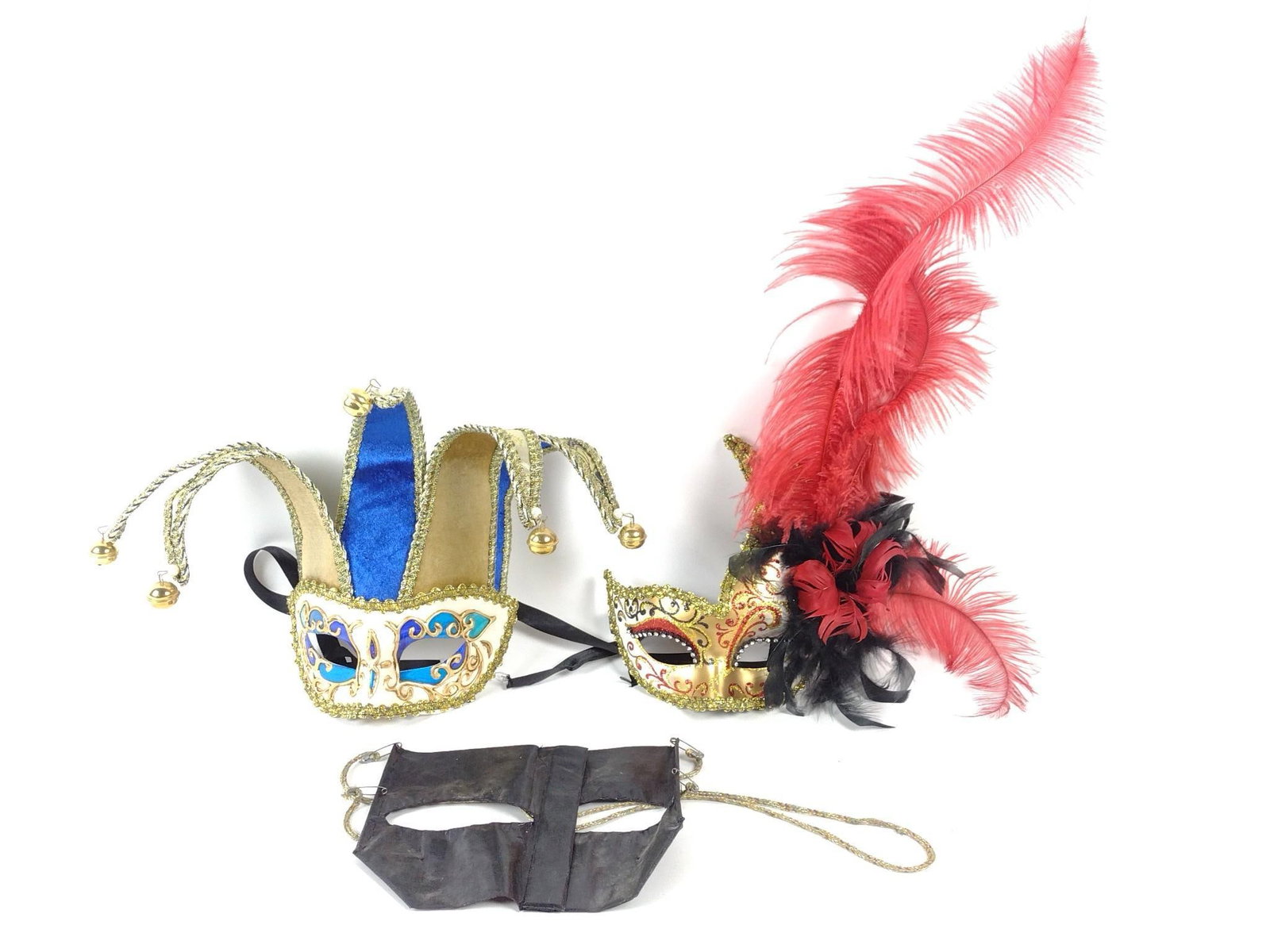 3 Face Masks incl Carnival: 8-1/4" to 15-1/2" wide x 6-1/4" to 18" high. PROVENANCE: From the Estate of James L. Stanfield, Veteran National Geographic photographer (1937-2023). Mr. Stanfield was one of the world's most outstand
