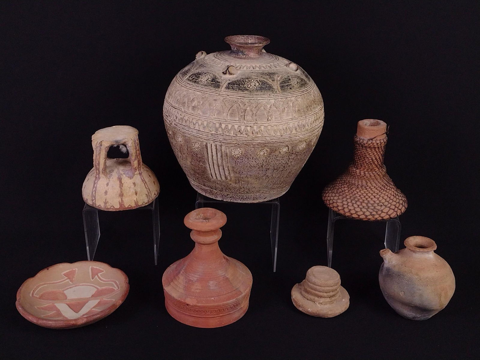 7 Pcs Ethnographic Ceramics incl Candle Holder (1 of 13)