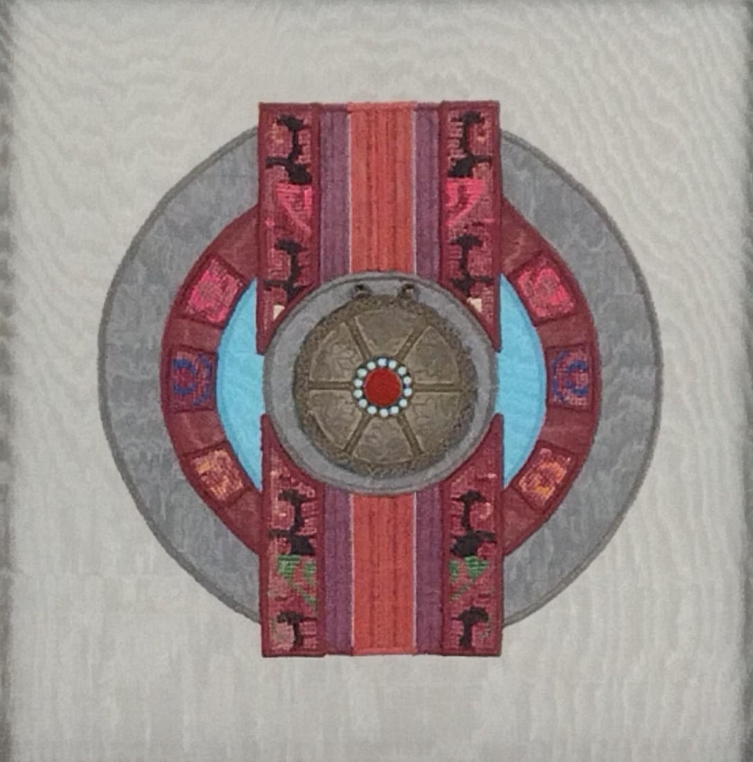 Middle Eastern Pendant On Embroidery in Shadow Box Frame (1 of 3)