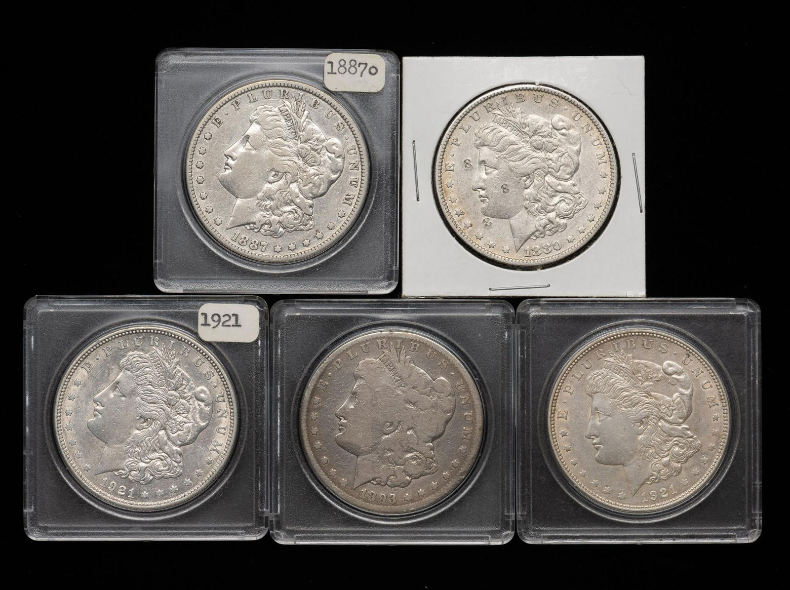 Five Morgan Dollars Including 1893-CC (1 of 2)