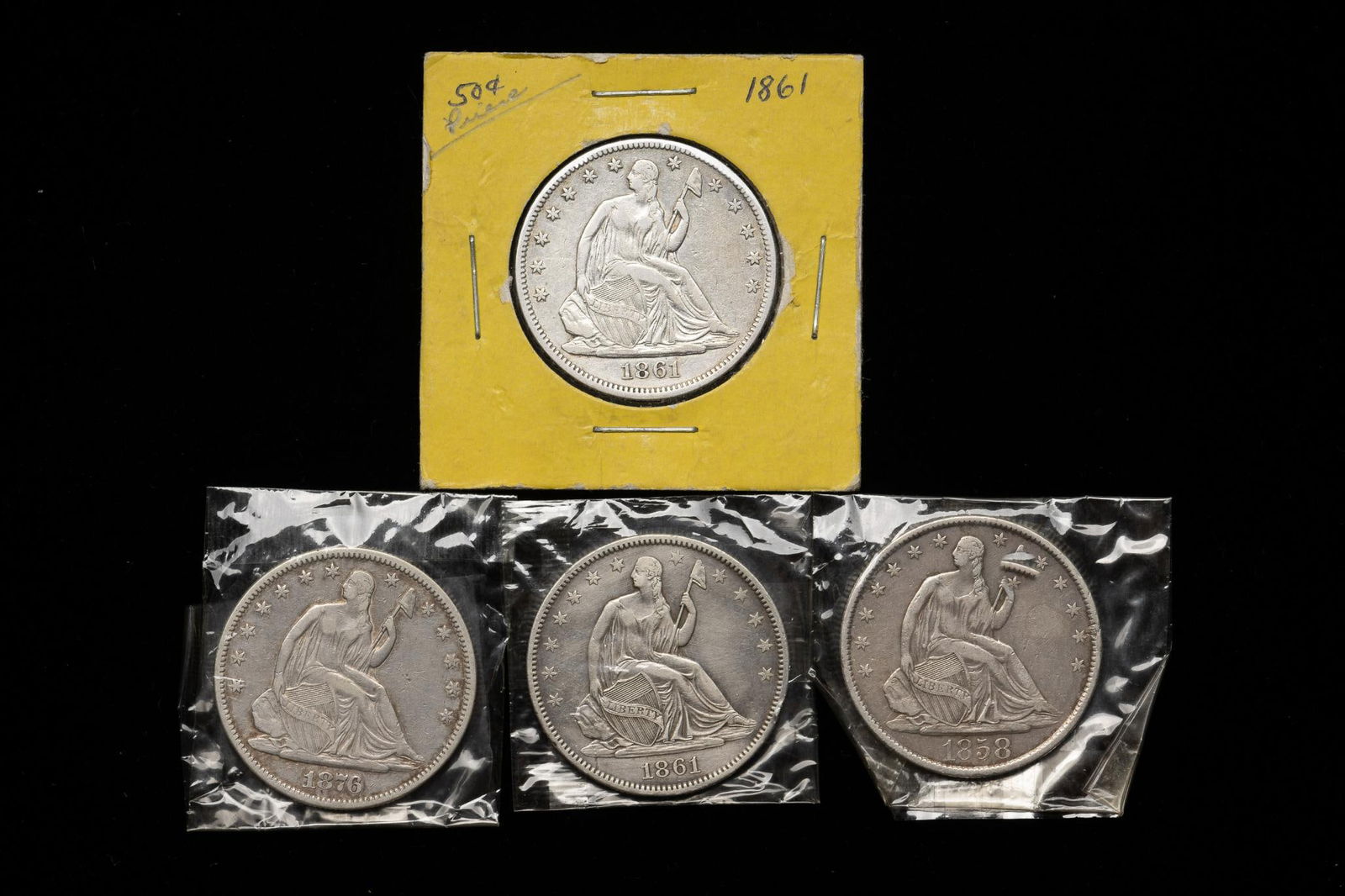 Four Seated Half Dollars (1 of 2)