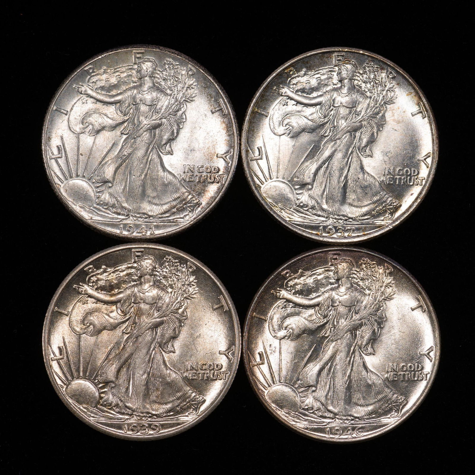 Four Uncirculated Walking Liberty Silver Half Dollars (1 of 2)