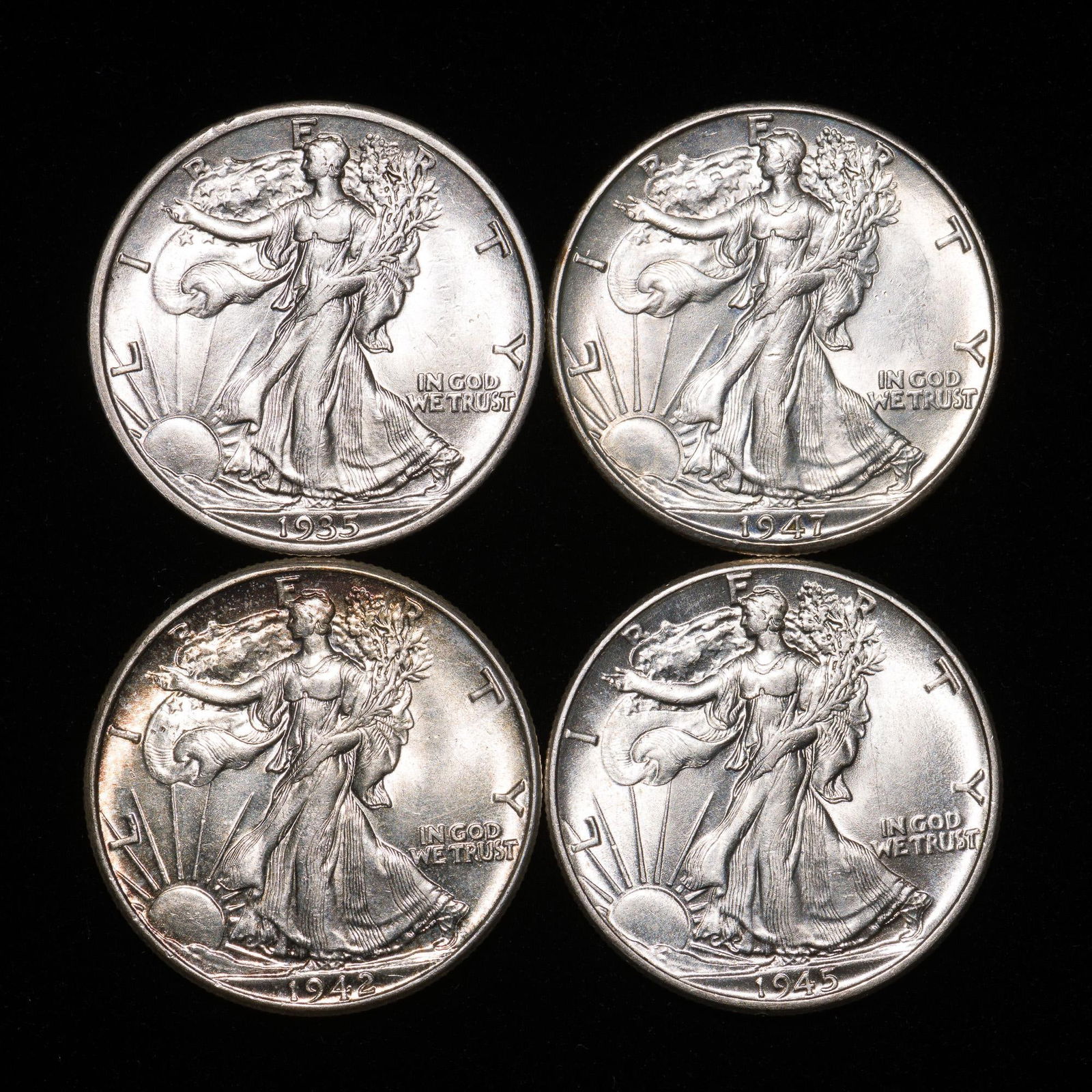Four Uncirculated Walking Liberty Silver Half Dollars (1 of 2)