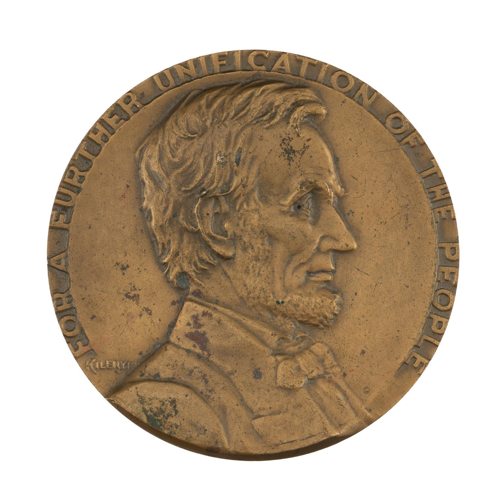 Bronze Medallion Lincoln Tunnel 1937: 184.5 grams 3" diameter, light spotting