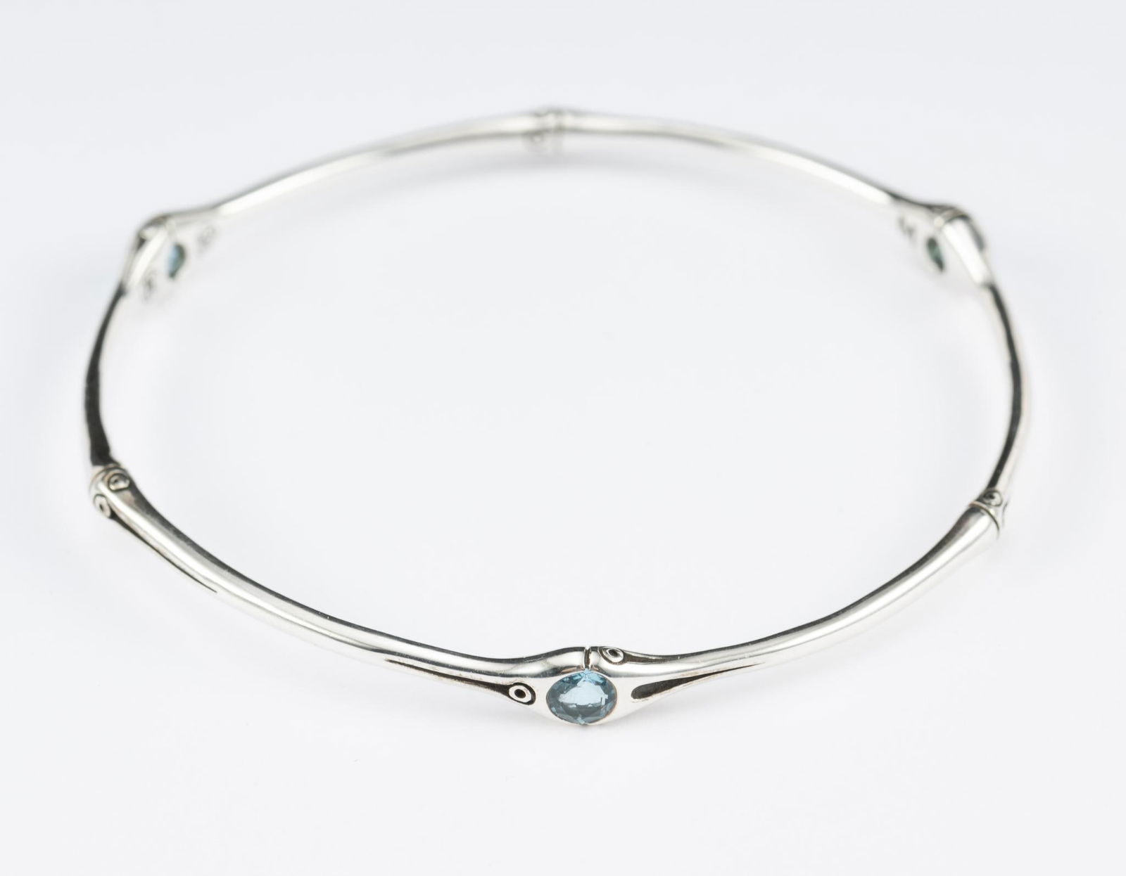 John Hardy Sterling Silver & Topaz Bamboo Bangle Bracelet (1 of 3)