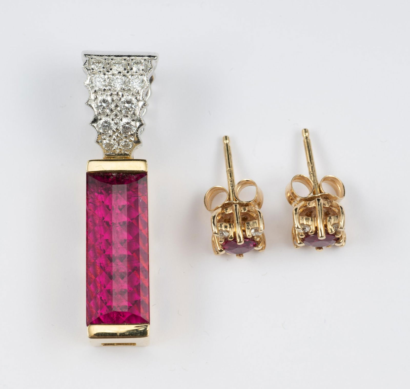14K/18K Gold and Pink Tourmaline Earrings & Enhancer (1 of 5)
