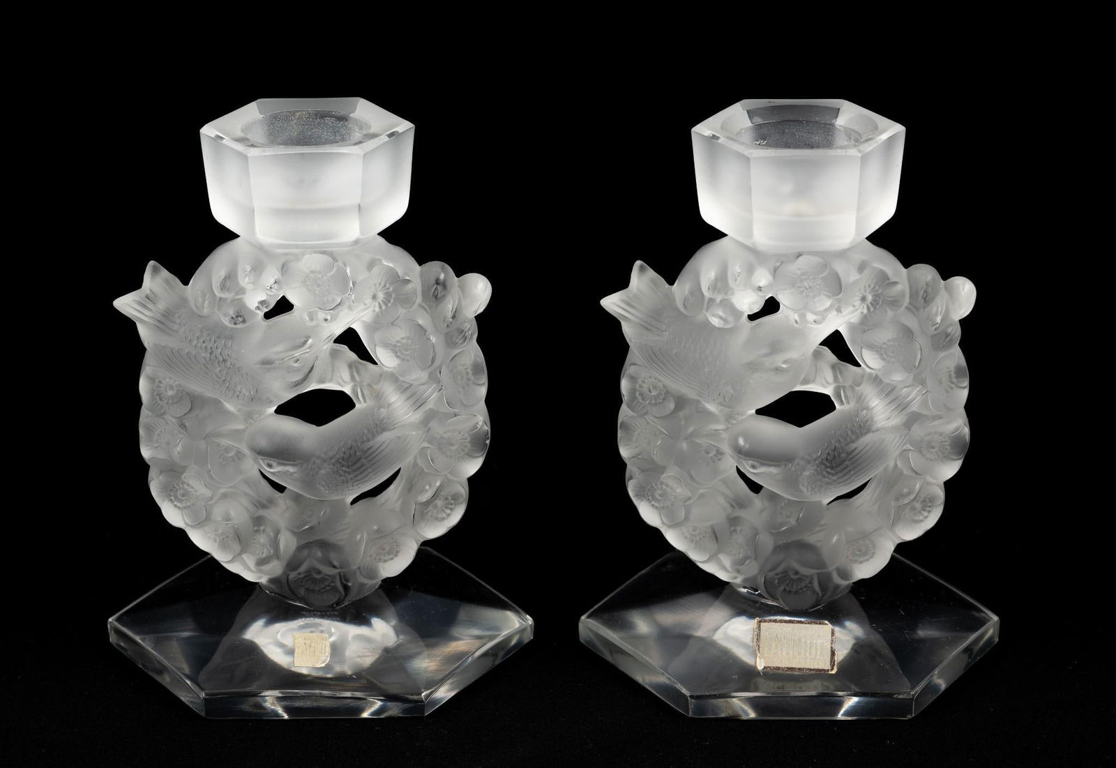 Pr Lalique "Chickadee" Candle Holders (1 of 11)