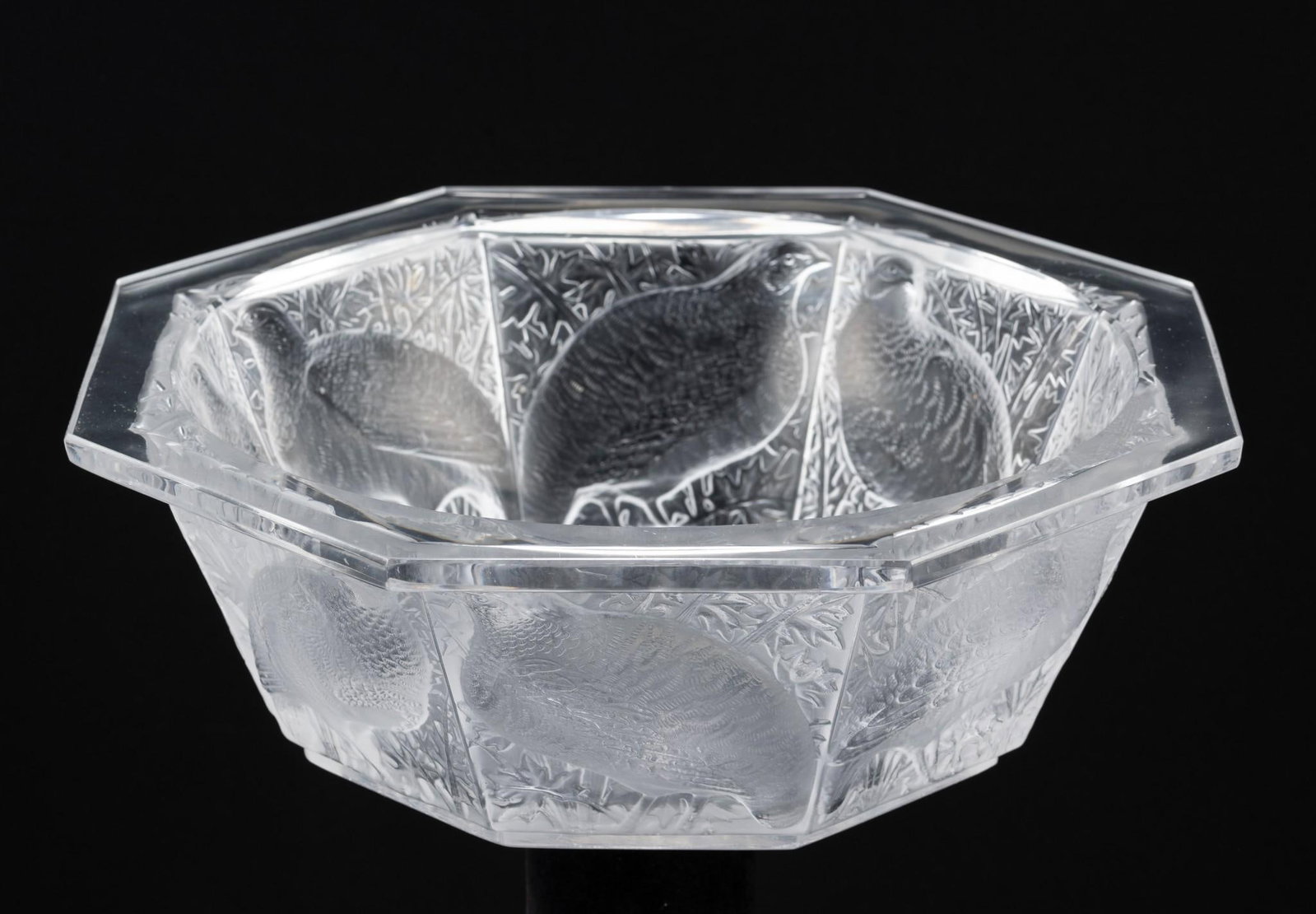 Lalique "Callie" Center Bowl: 11-1/2" wide x 11-1/2" deep x 4" high.