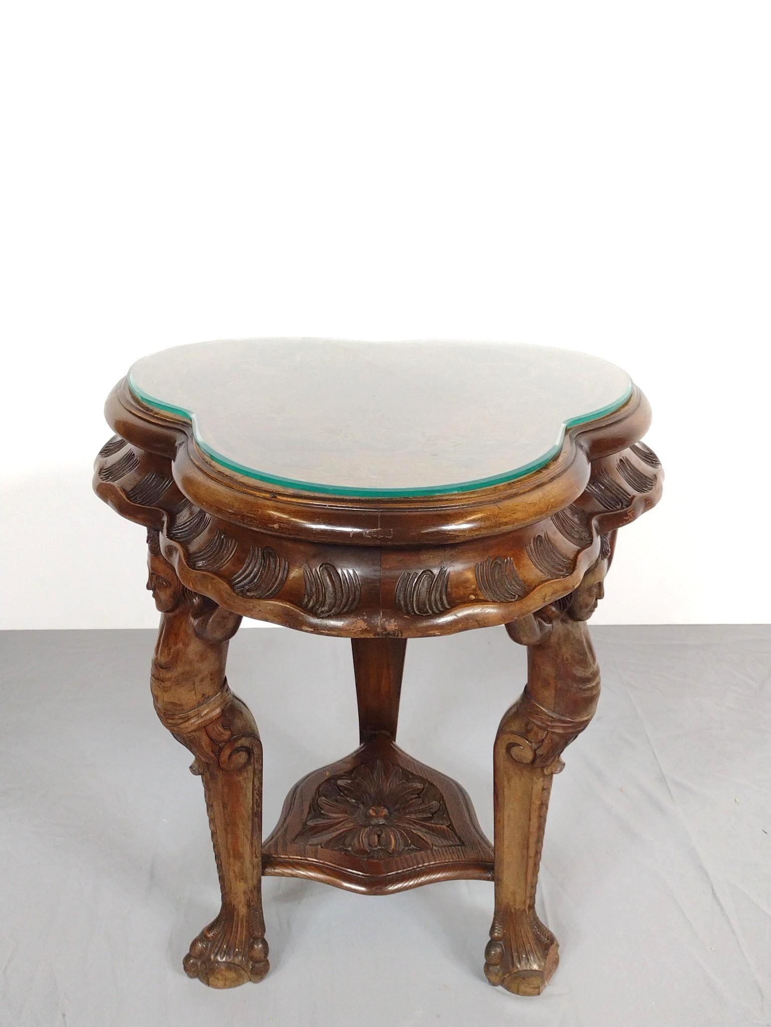 Figural Carved Inlaid Occasional Table (1 of 5)