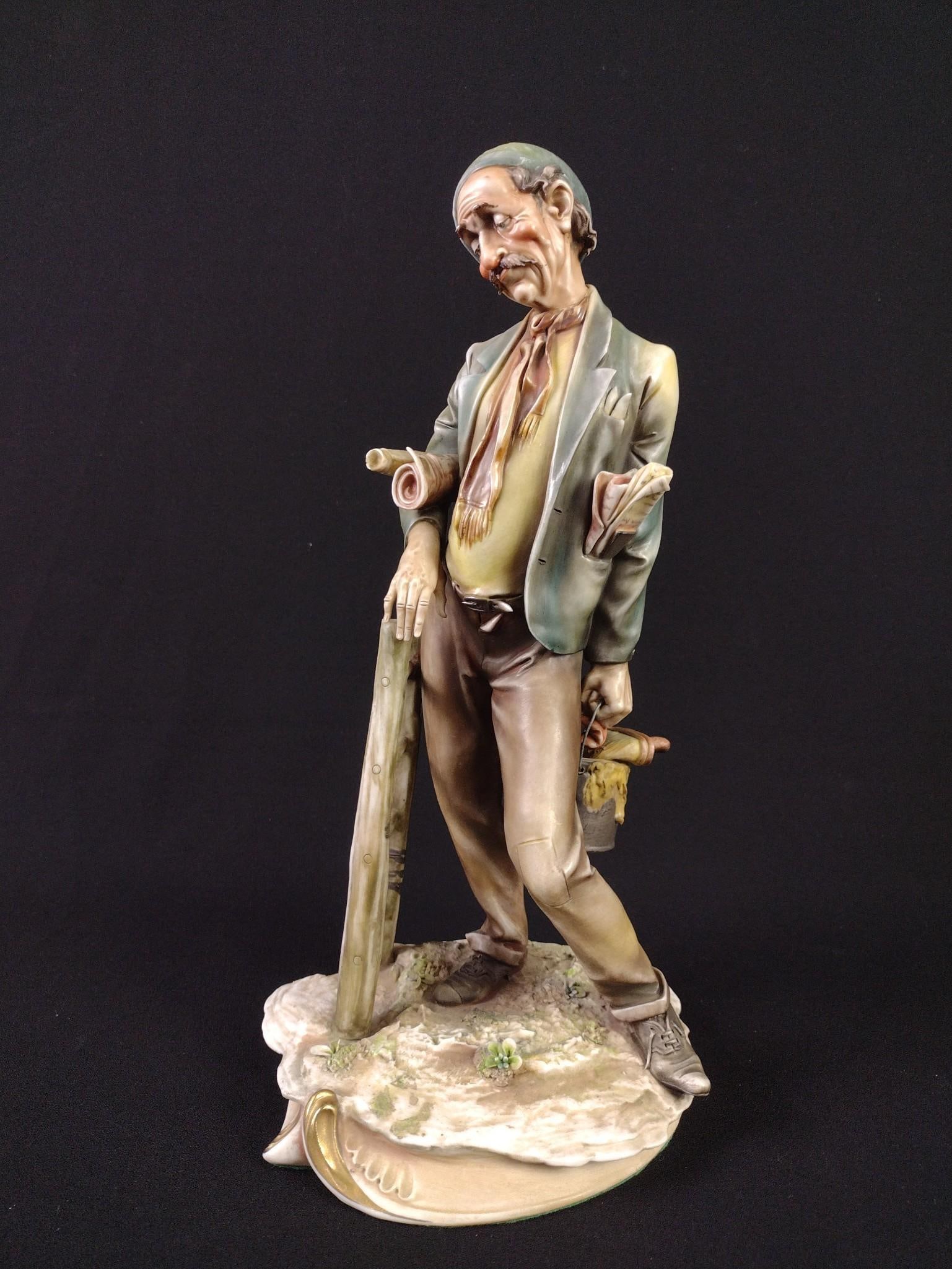 A. Borsato Male Painter Italian Figurine: 6" wide x 5-1/2" deep x 12" high.