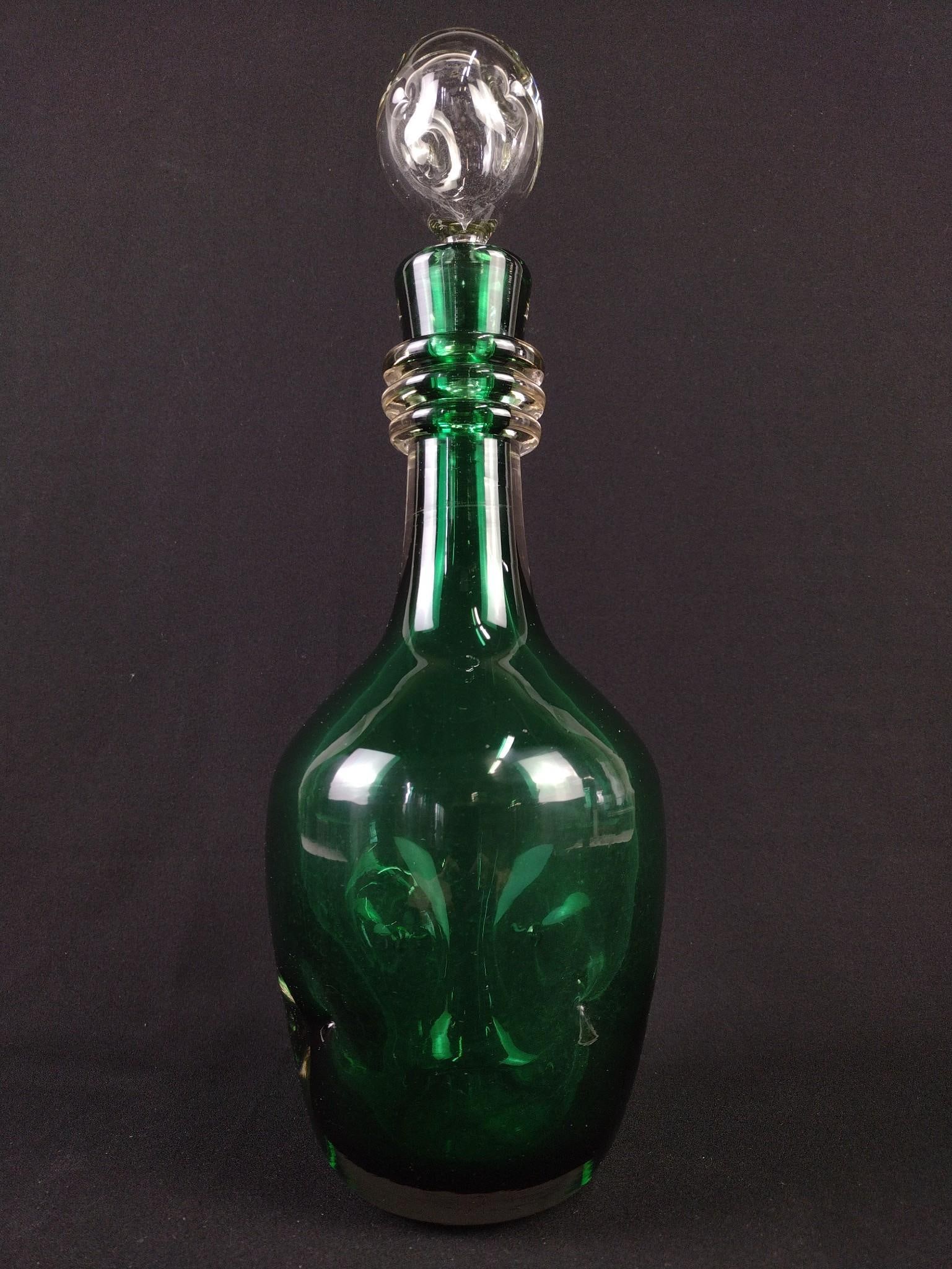Blenko Erickson Decanter: Unmarked. 5" diameter x 15" high.
