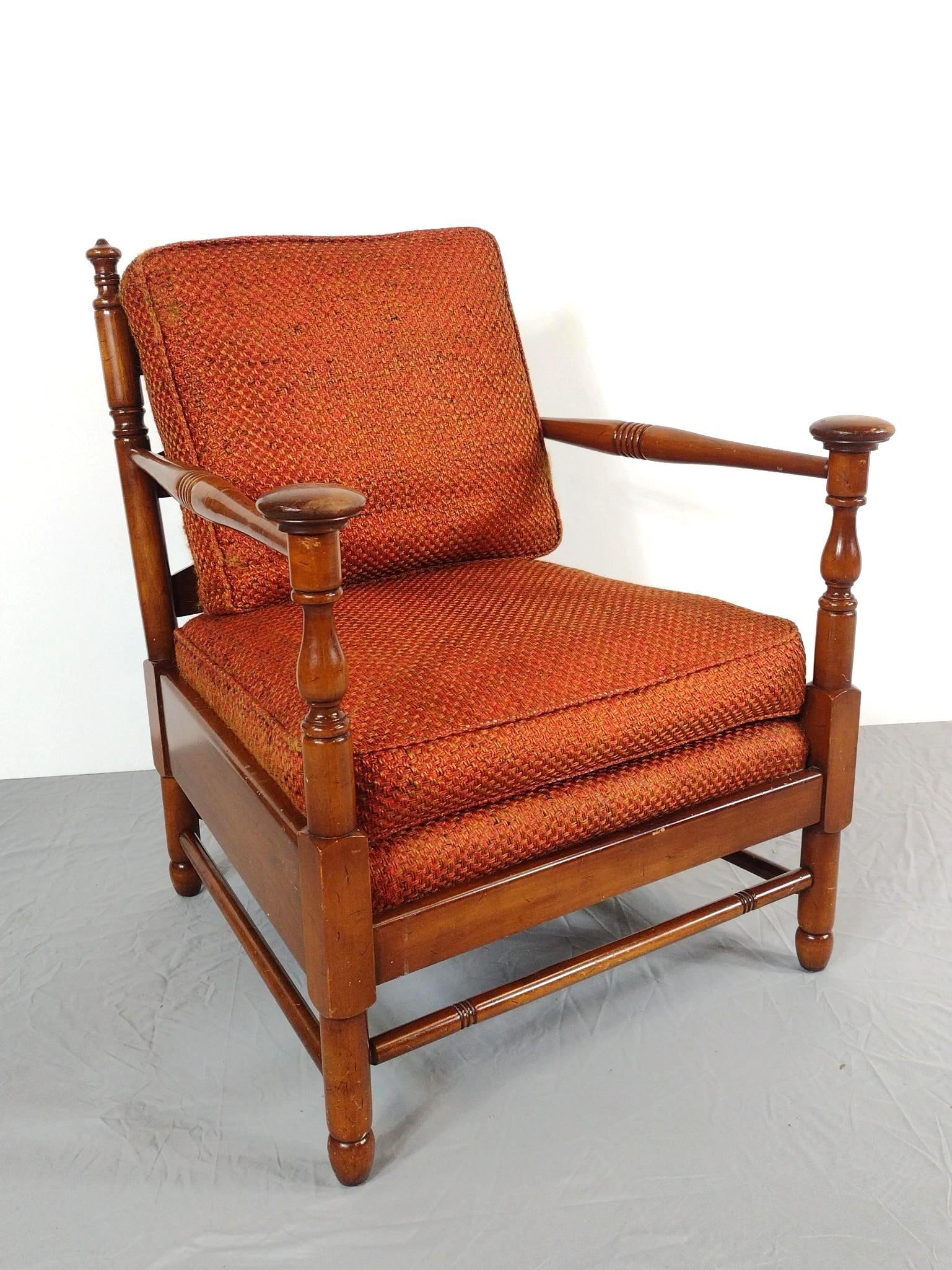Wood Arm Chair: NOT ELIGIBLE FOR IN-HOUSE SHIPPING. 28-1/2" wide X 28" deep X 34" high. Has some scratches.
