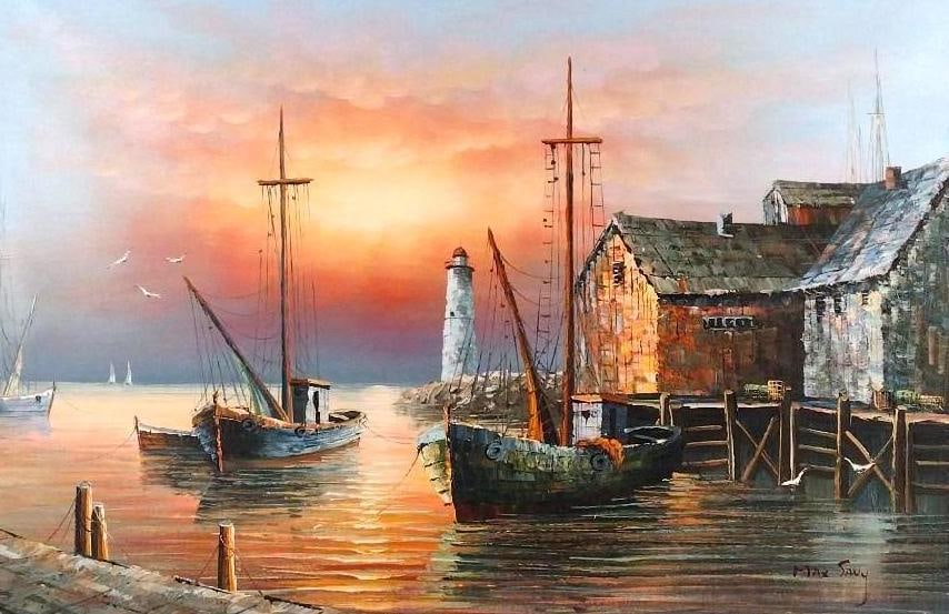 Max Savy Fishing Boats Painting (1 of 3)