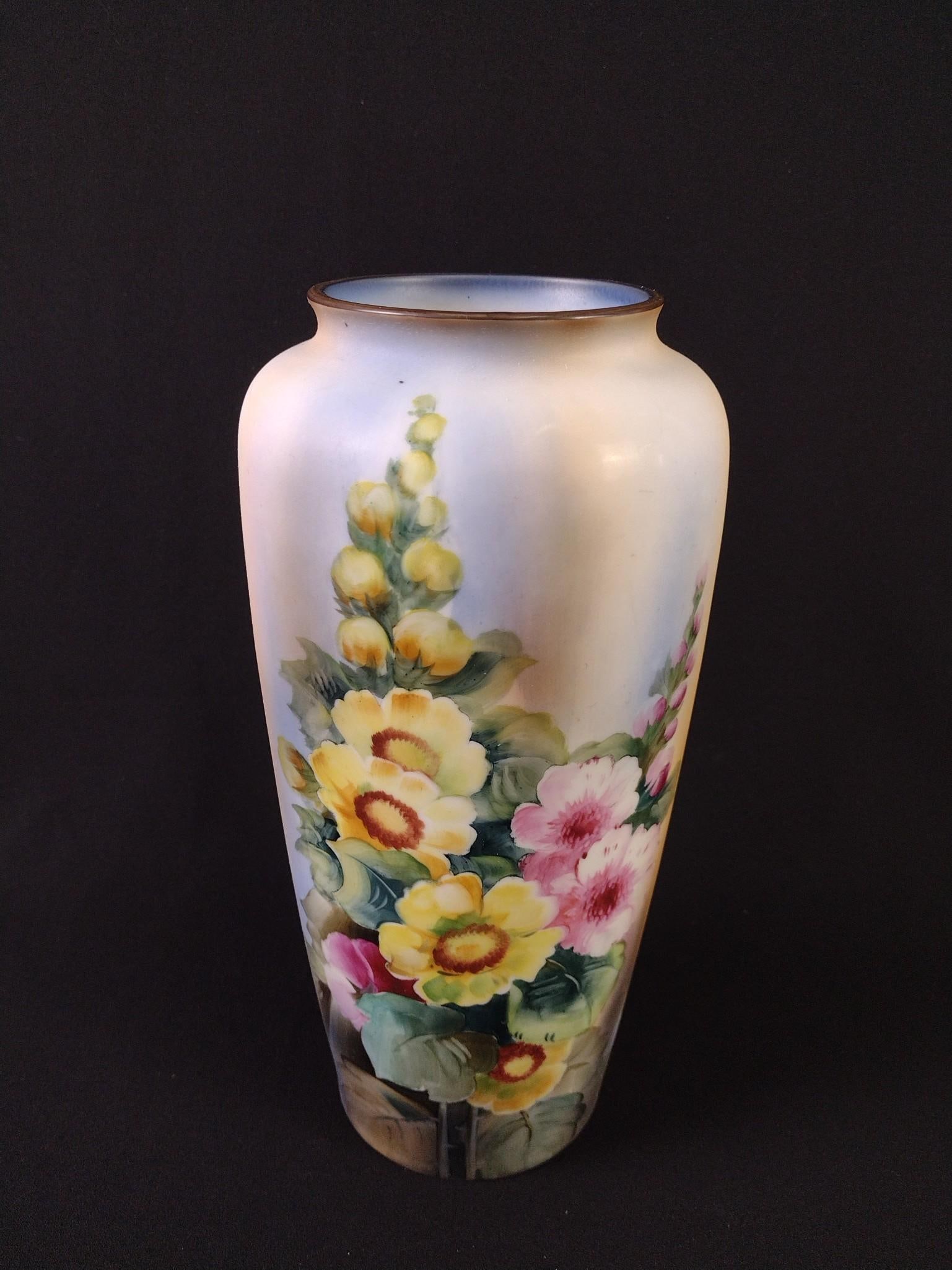 Hand Painted Nippon Vase: 5" diameter x 10-1/2" high.