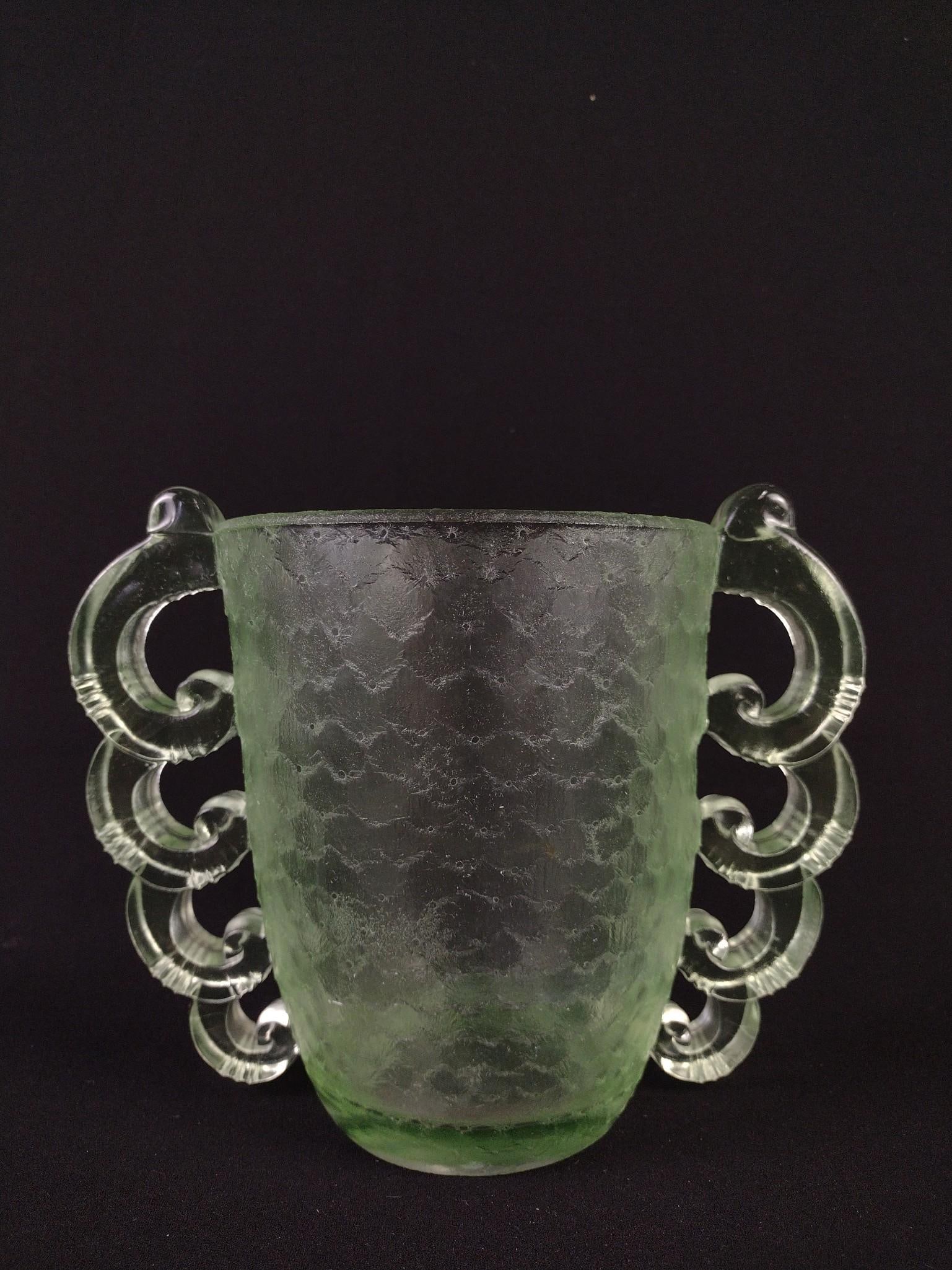 Pierre D'Avesn for Daum Green Art Deco Vase (1 of 5)