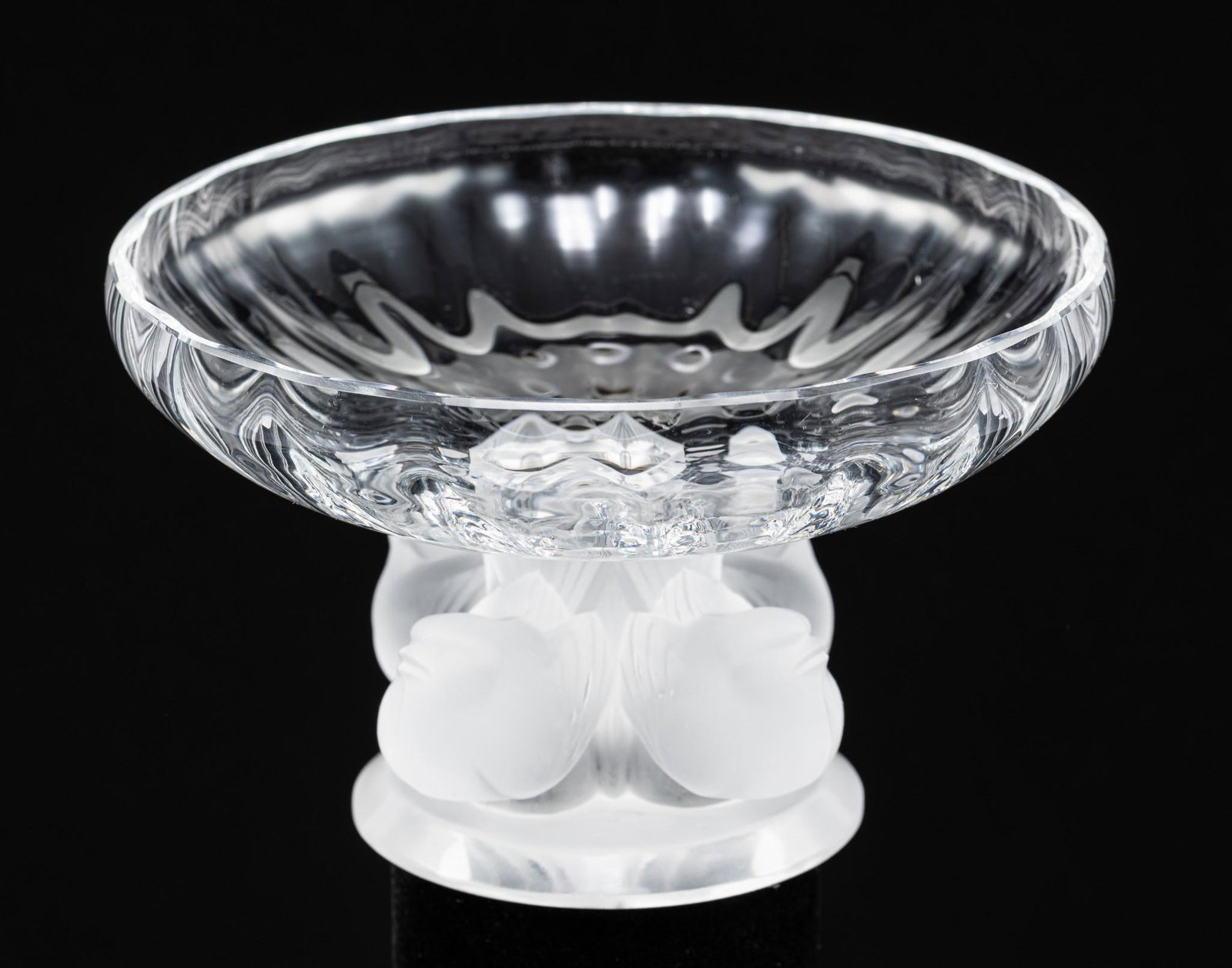 Lalique Nogent Mint Dish: 5-1/2" diameter x 3-1/2" high.