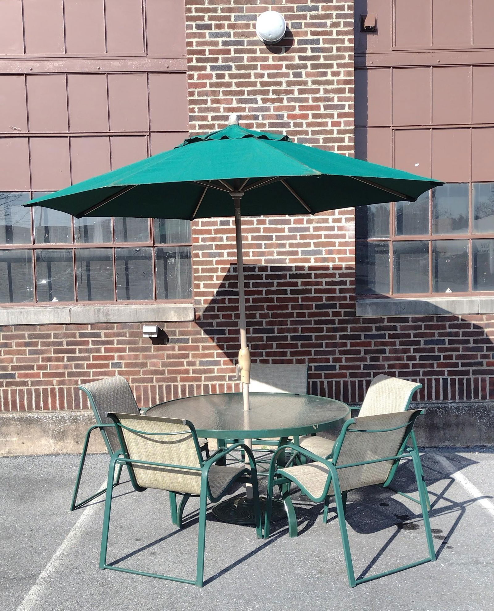 Outdoor Glass Top Table & Chair Set w/ Umbrella (1 of 7)